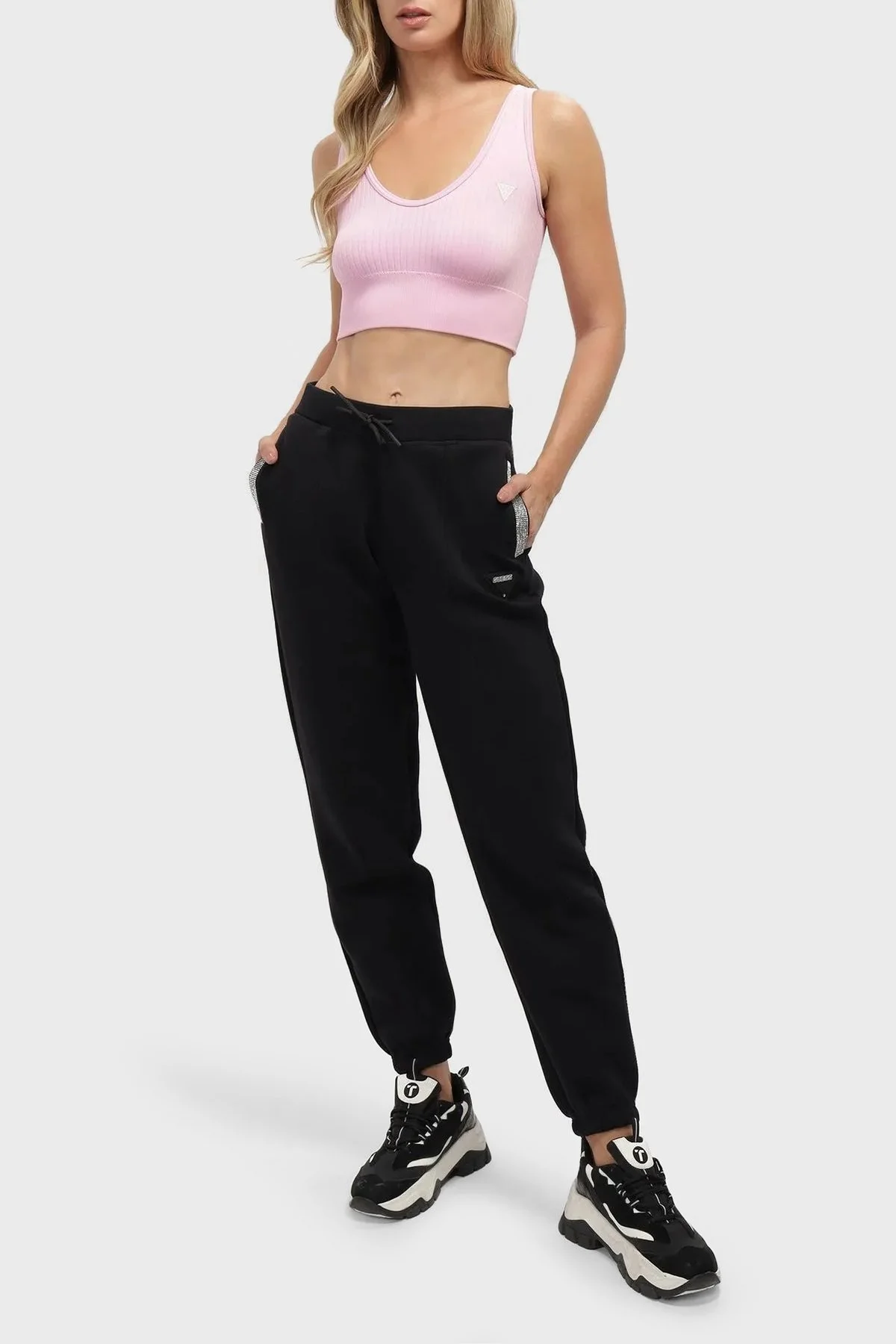 Guess Kiara Scuba Regular Fit Jogger Spor V4GB14FL04P Bayan Pantolon V4GB14 FL04P JBLK SİYAH - 2