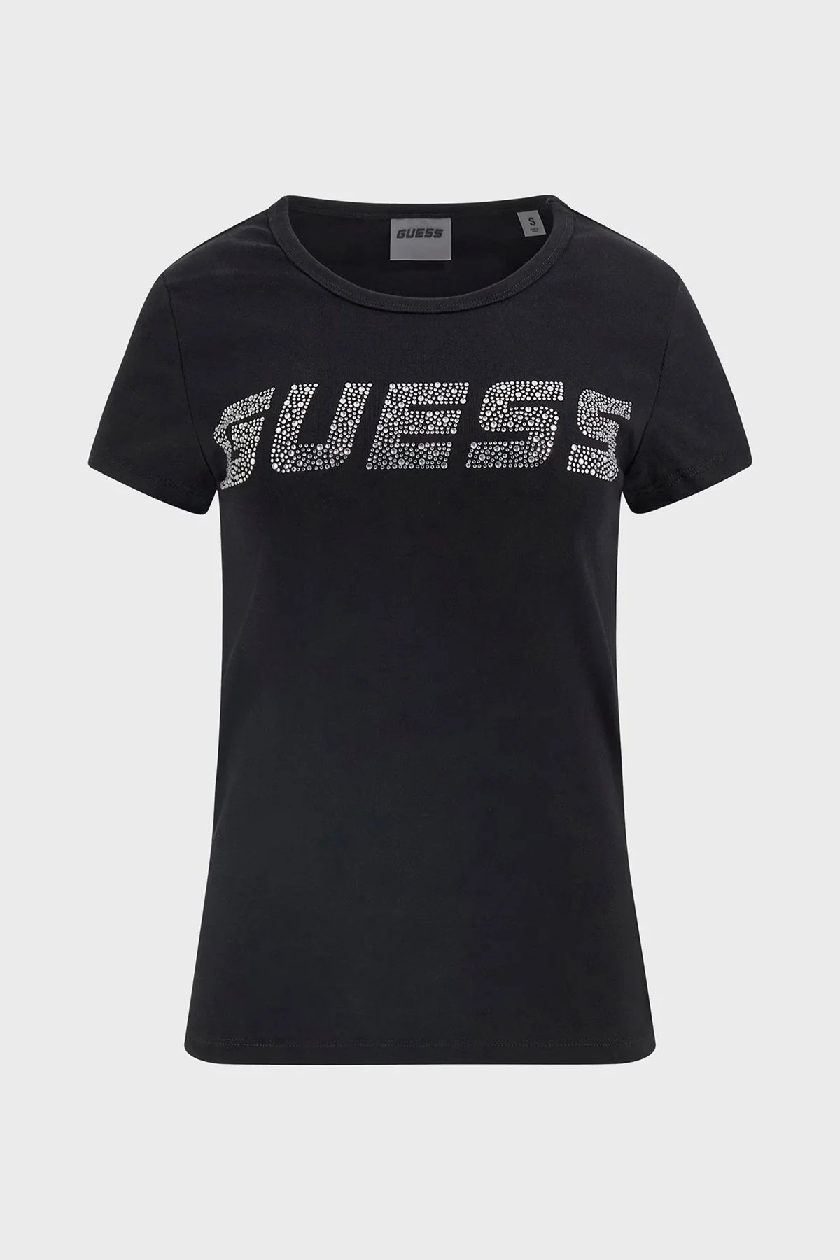 Guess Kiara Streç Pamuklu Slim Fit Taşlı Logolu V4BI16KCIV1 Bayan T Shirt V4BI16 KCIV1 JBLK SİYAH - 10
