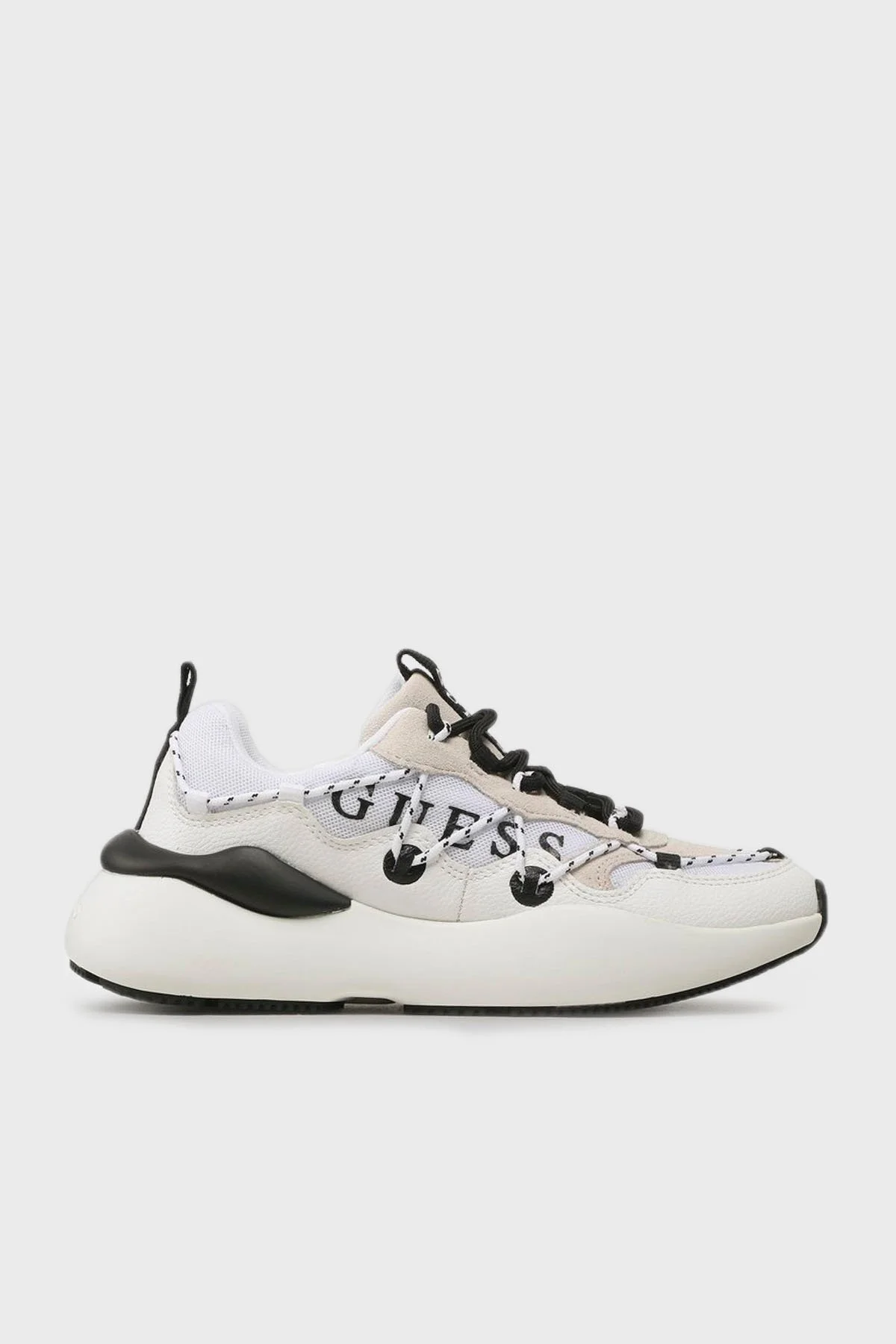 Guess Kimbir Süet Detaylı Spor Bayan Ayakkabı FL5KIM ELE12 WHBLK BEYAZ - 1