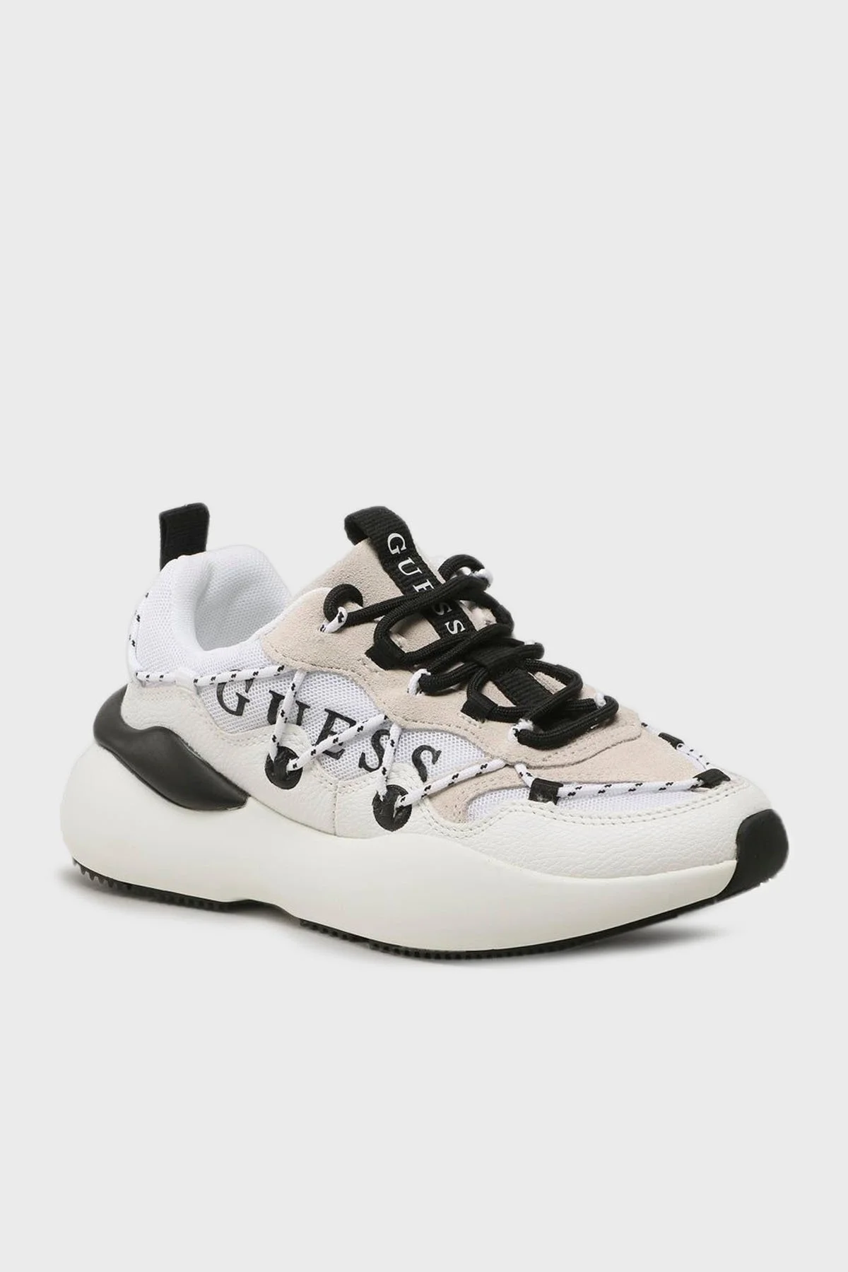 Guess Kimbir Süet Detaylı Spor Bayan Ayakkabı FL5KIM ELE12 WHBLK BEYAZ - 2