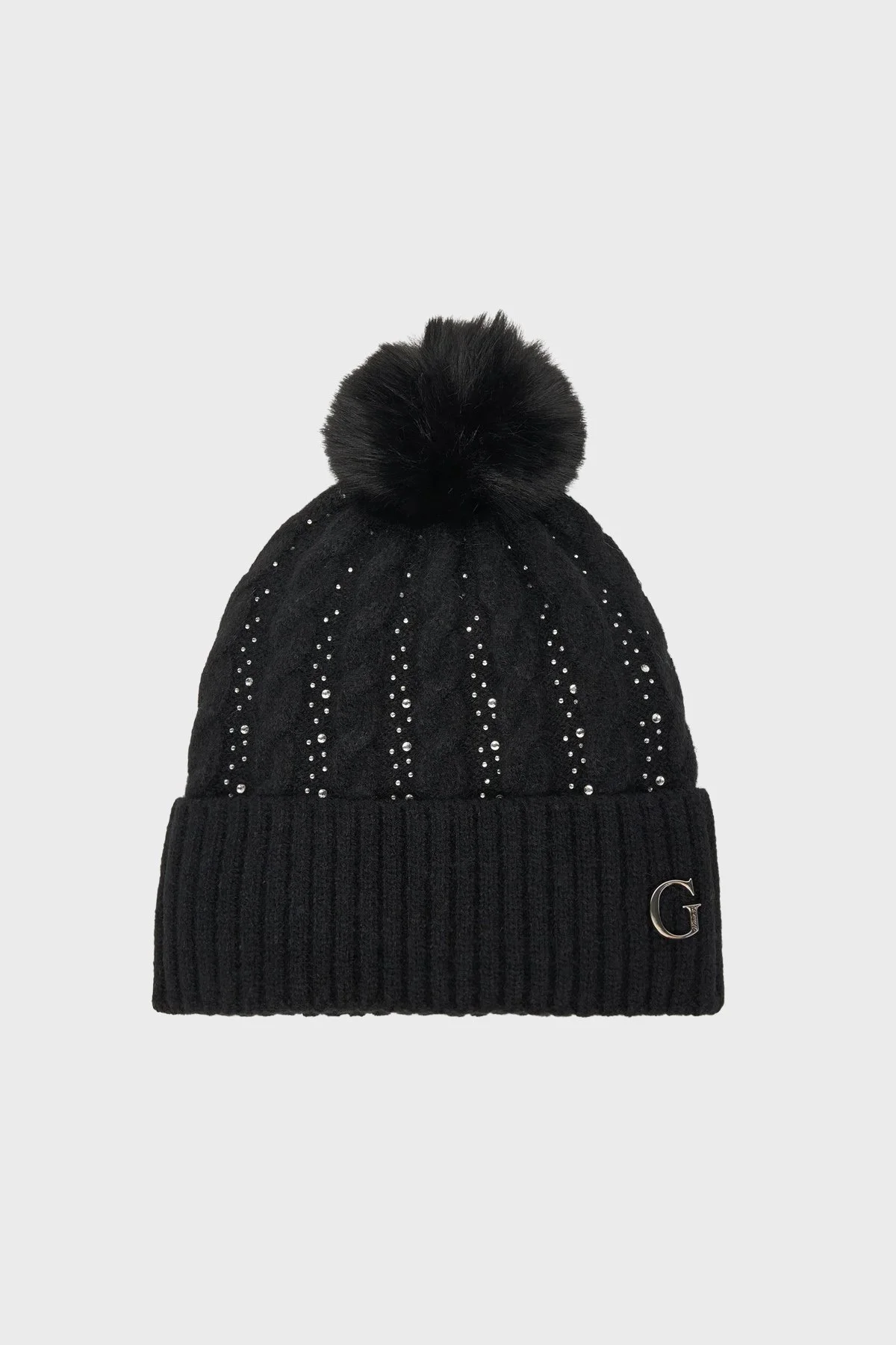 Guess Knitted Taşlı Örgülü AW5385POL01 Bayan Bere AW5385 POL01 BLA SİYAH - 1