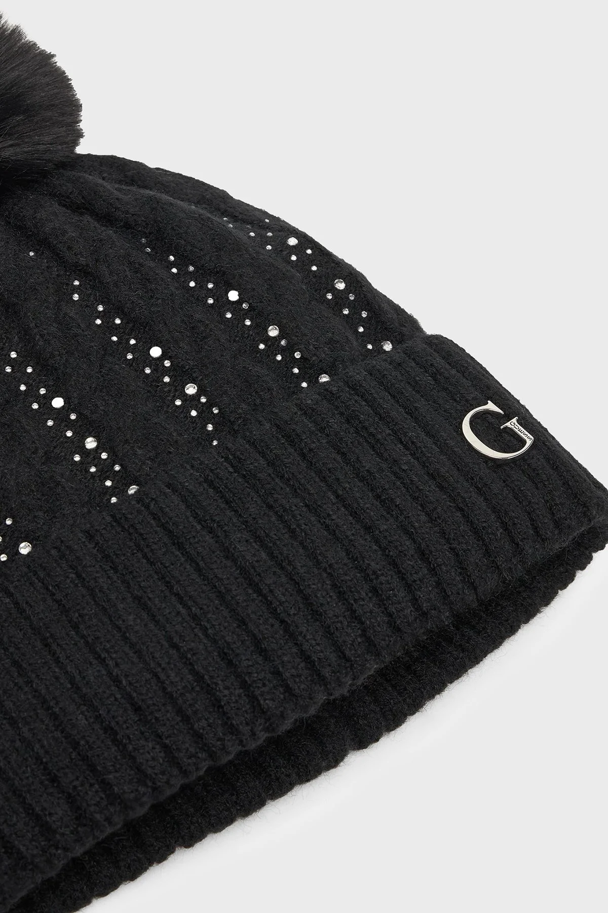 Guess Knitted Taşlı Örgülü AW5385POL01 Bayan Bere AW5385 POL01 BLA SİYAH - 3