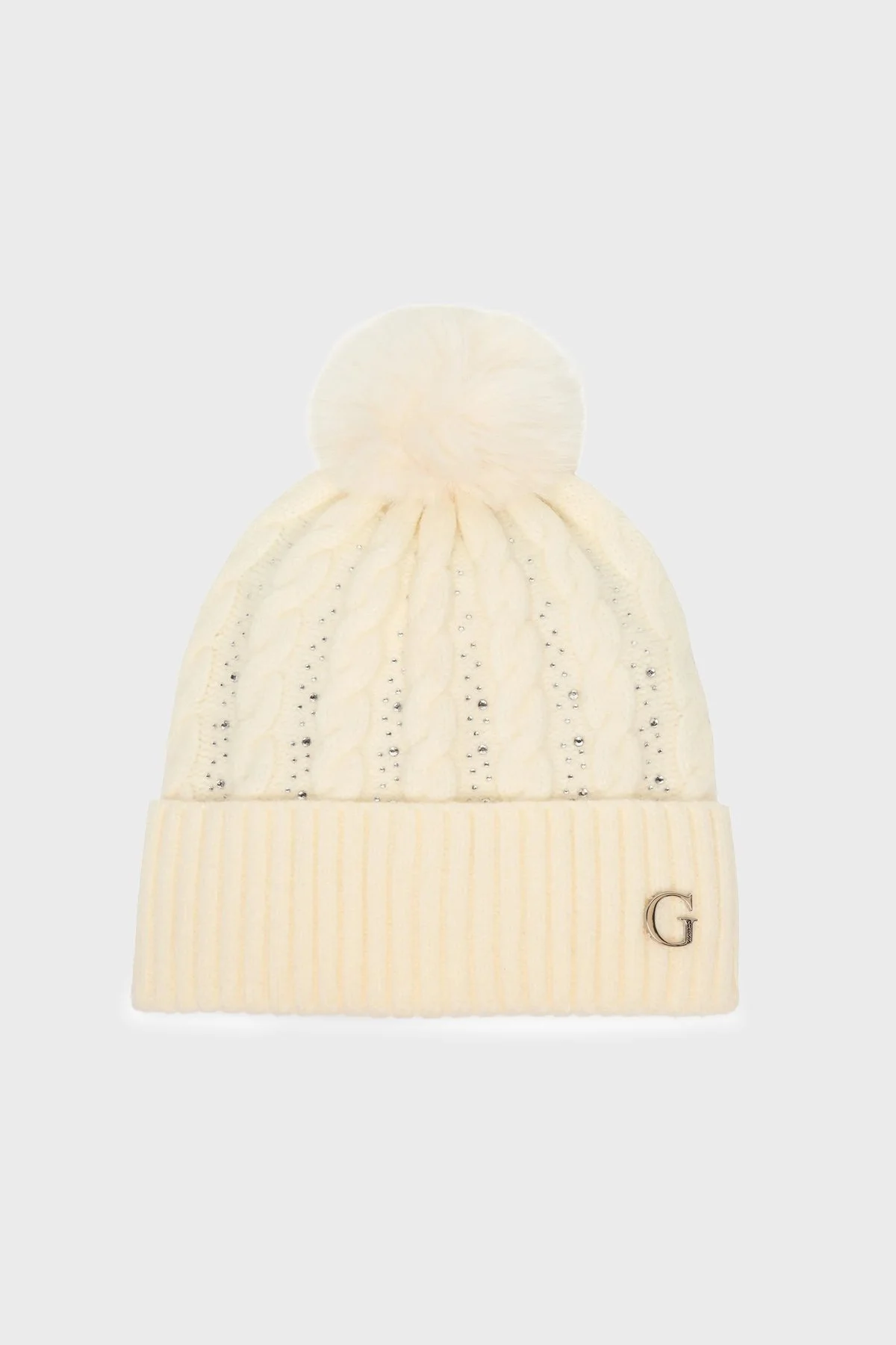 Guess Knitted Taşlı Örgülü AW5385POL01 Bayan Bere AW5385 POL01 WHI BEYAZ - 1