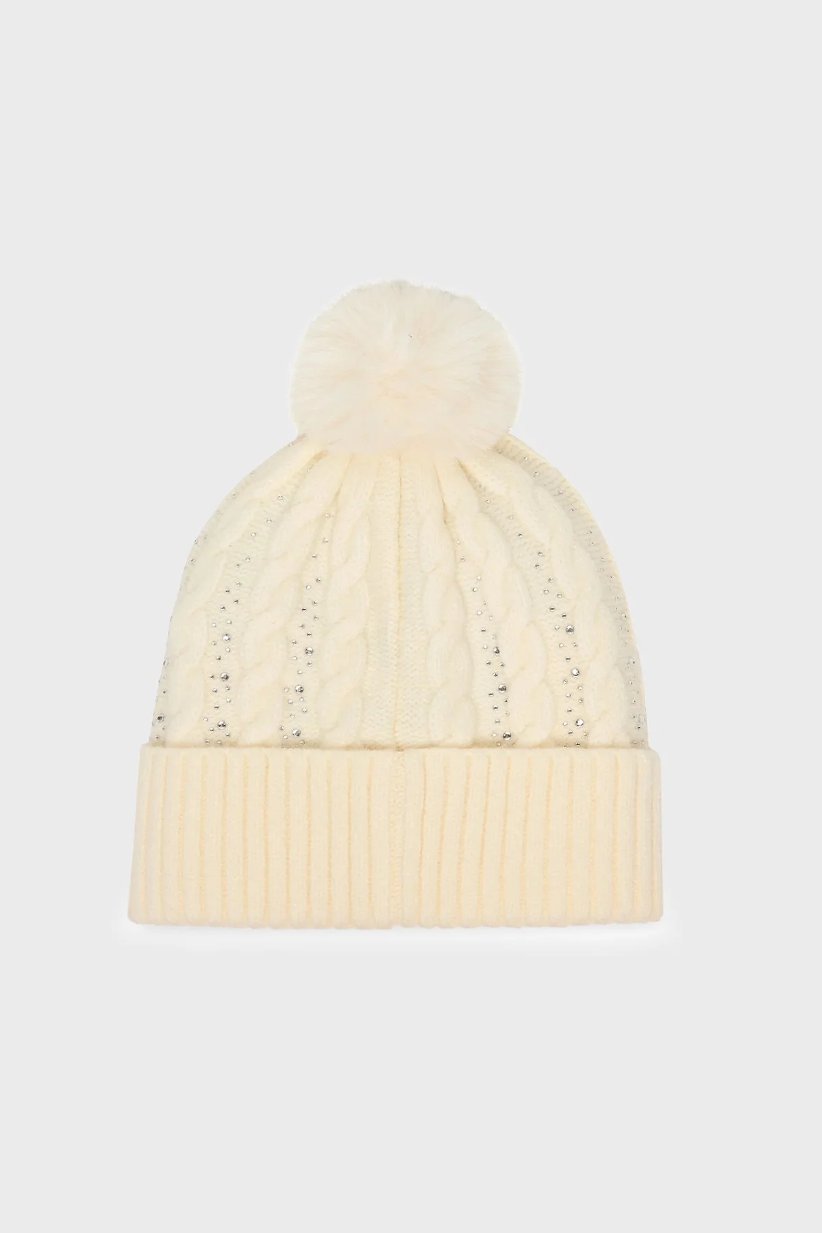 Guess Knitted Taşlı Örgülü AW5385POL01 Bayan Bere AW5385 POL01 WHI BEYAZ - 3