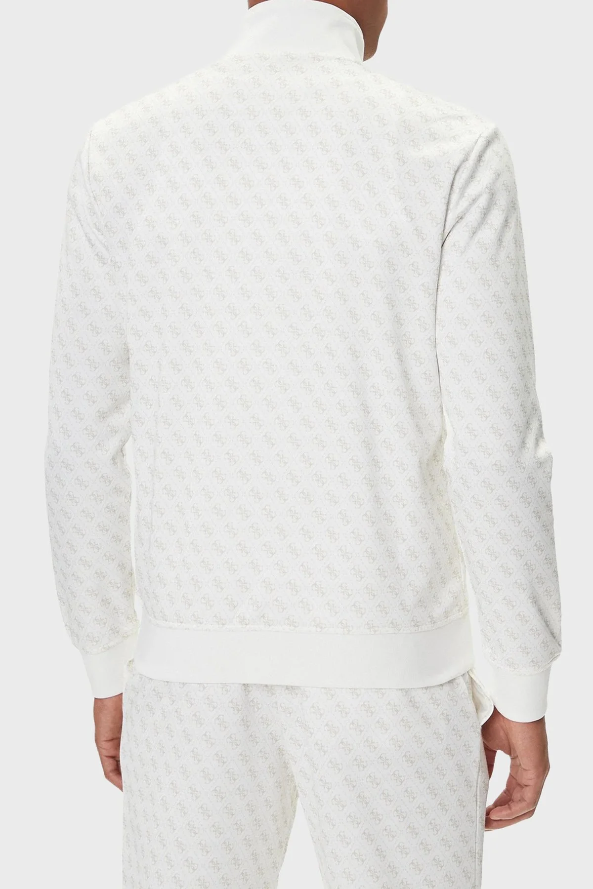Guess Korbin Pamuklu Jakarlı Logo Baskılı Regular Fit Dik Yaka Z2BQ06K7122 Erkek Sweat Z2BQ06 K7122 P05N Beyaz - 3