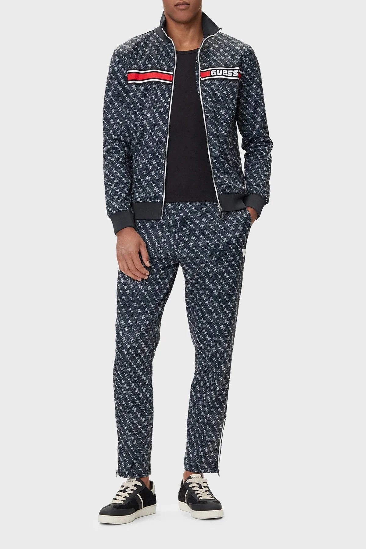 Guess Korbin Pamuklu Jakarlı Logo Baskılı Regular Fit Dik Yaka Z2BQ06K7122 Erkek Sweat Z2BQ06 K7122 P9QC LACİVERT - 2