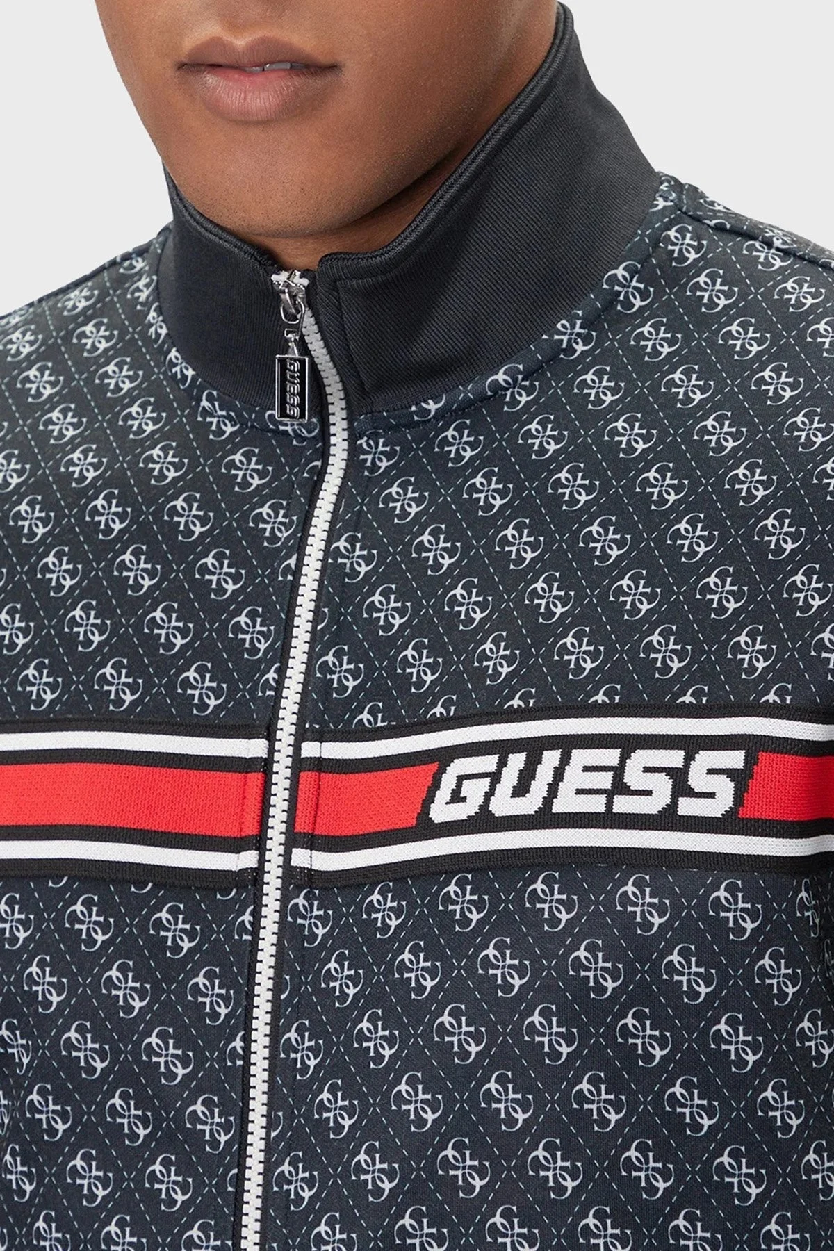 Guess Korbin Pamuklu Jakarlı Logo Baskılı Regular Fit Dik Yaka Z2BQ06K7122 Erkek Sweat Z2BQ06 K7122 P9QC LACİVERT - 4