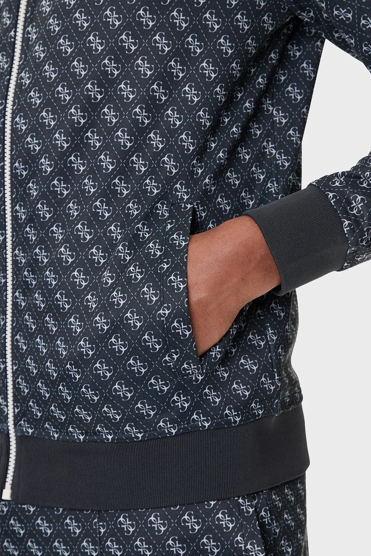 Guess Korbin Pamuklu Jakarlı Logo Baskılı Regular Fit Dik Yaka Z2BQ06K7122 Erkek Sweat Z2BQ06 K7122 P9QC LACİVERT - 5