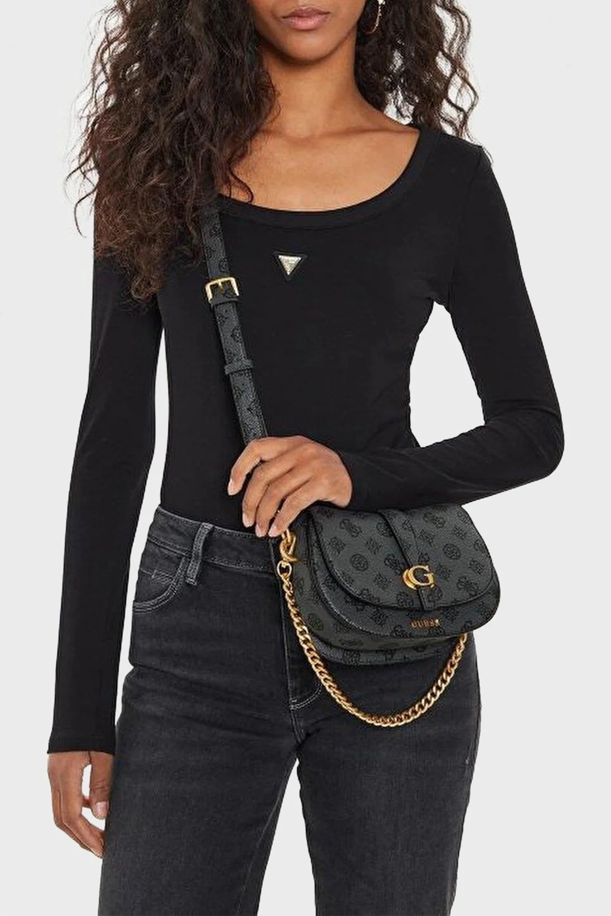 Guess Kuba Ayarlanabilir Asklıı 4G Logolu HWPA9329780 Bayan Çanta HWPA93 29780 CHG ANTRASİT - 2