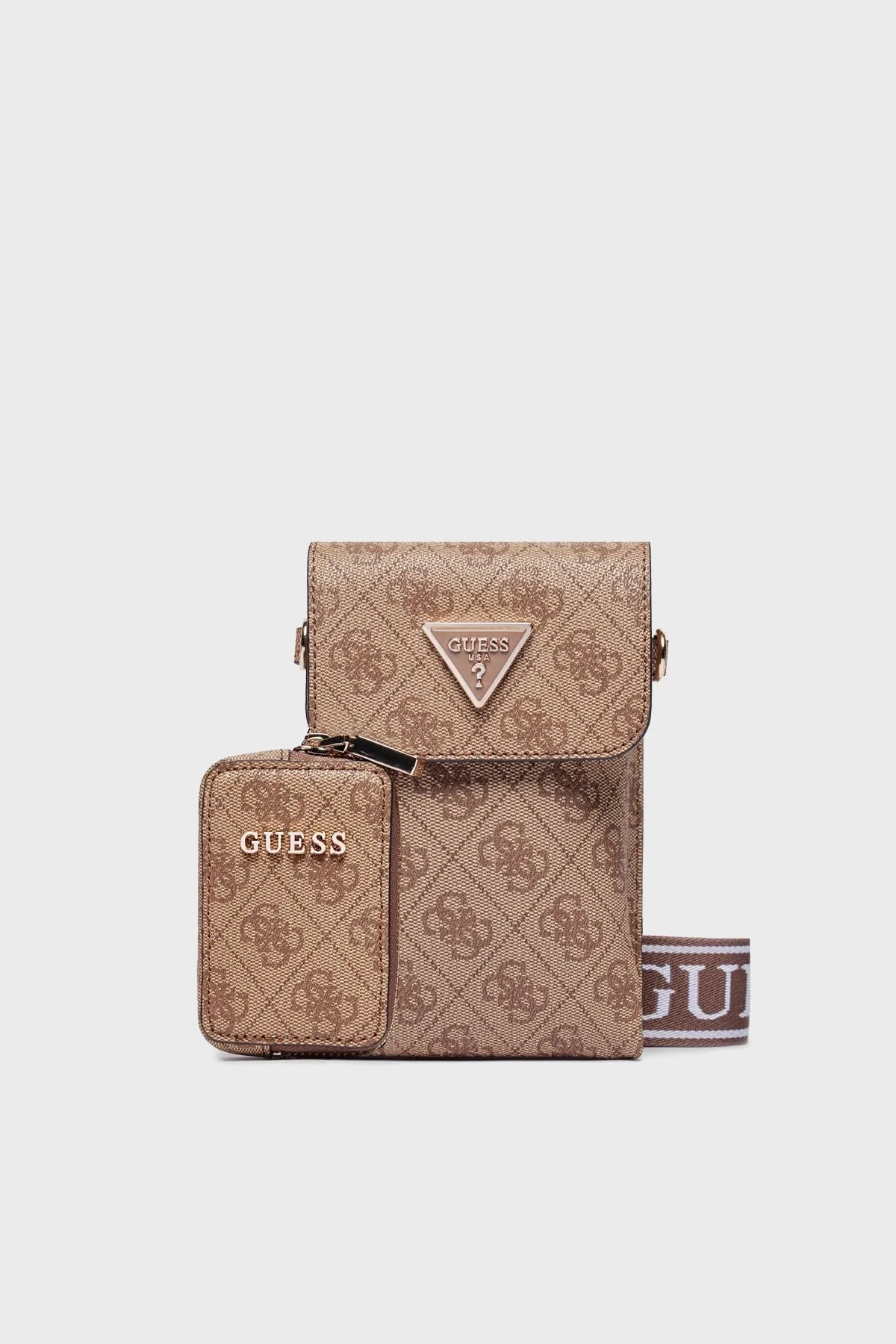 Guess Latona Çıkarılabilir Askılı Mini Cüzdanlı HWSG92 11810 Bayan Telefon Çantası HWSG9211810 LTL KAHVE - 1