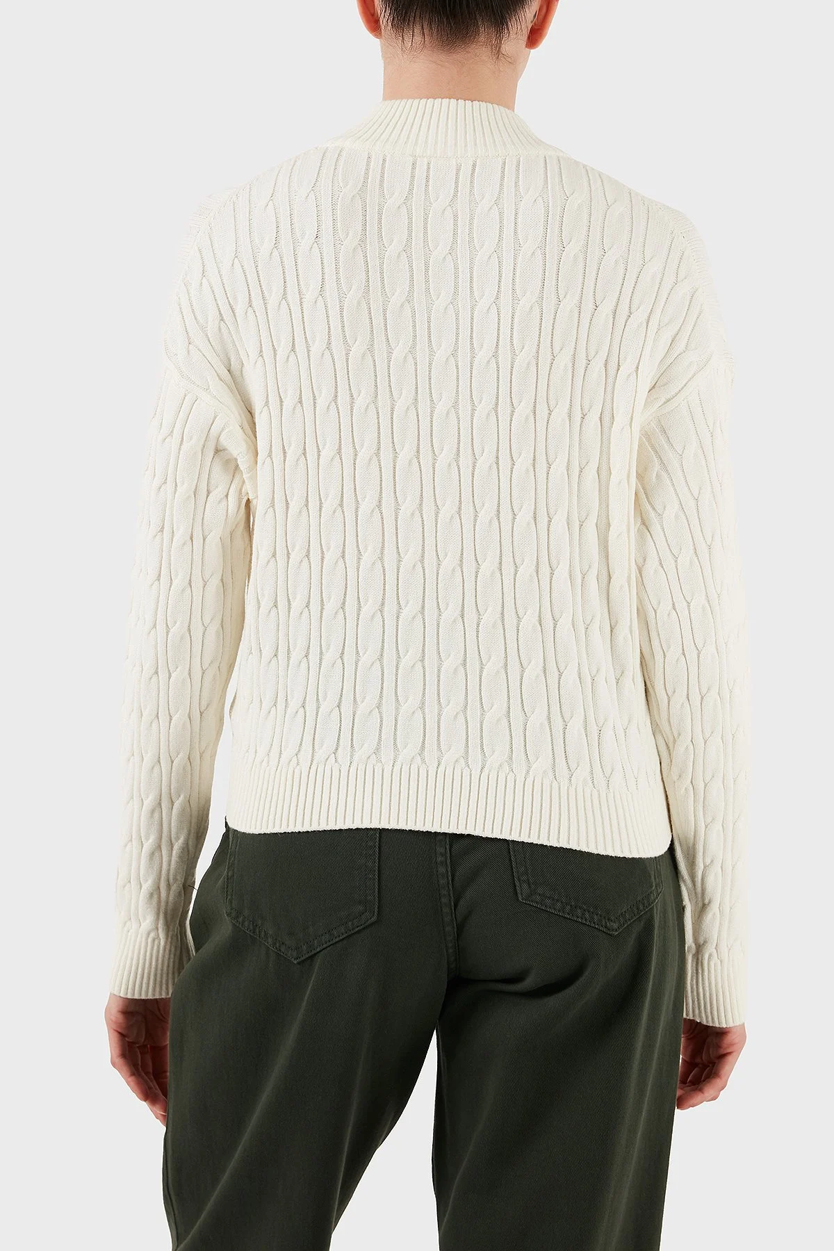 Guess Lavinia Regular Fit Yarım Fermuarlı Dik Yaka Örgü V5BR02Z0572 Bayan Kazak V5BR02 Z0572 G1O6 EKRU - 2