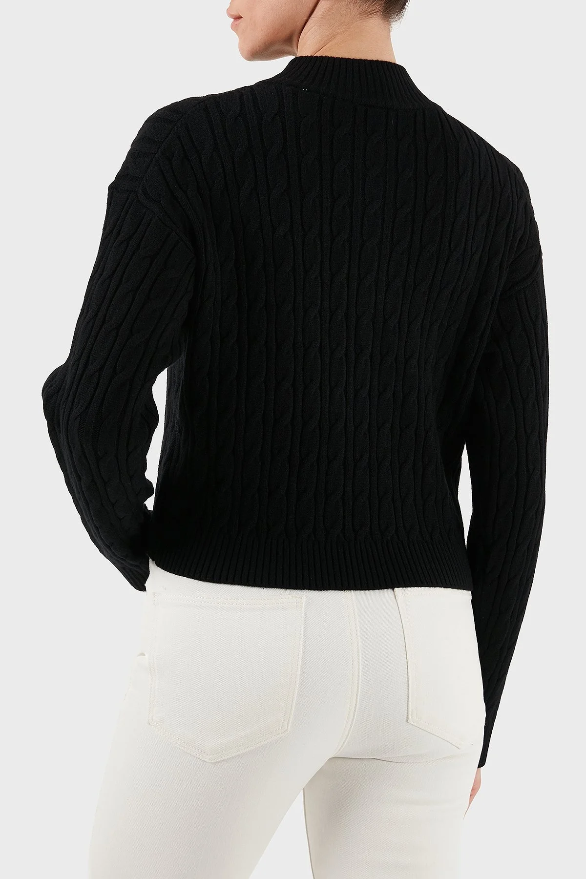 Guess Lavinia Regular Fit Yarım Fermuarlı Dik Yaka Örgü V5BR02Z0572 Bayan Kazak V5BR02 Z0572 JBLK SİYAH - 7