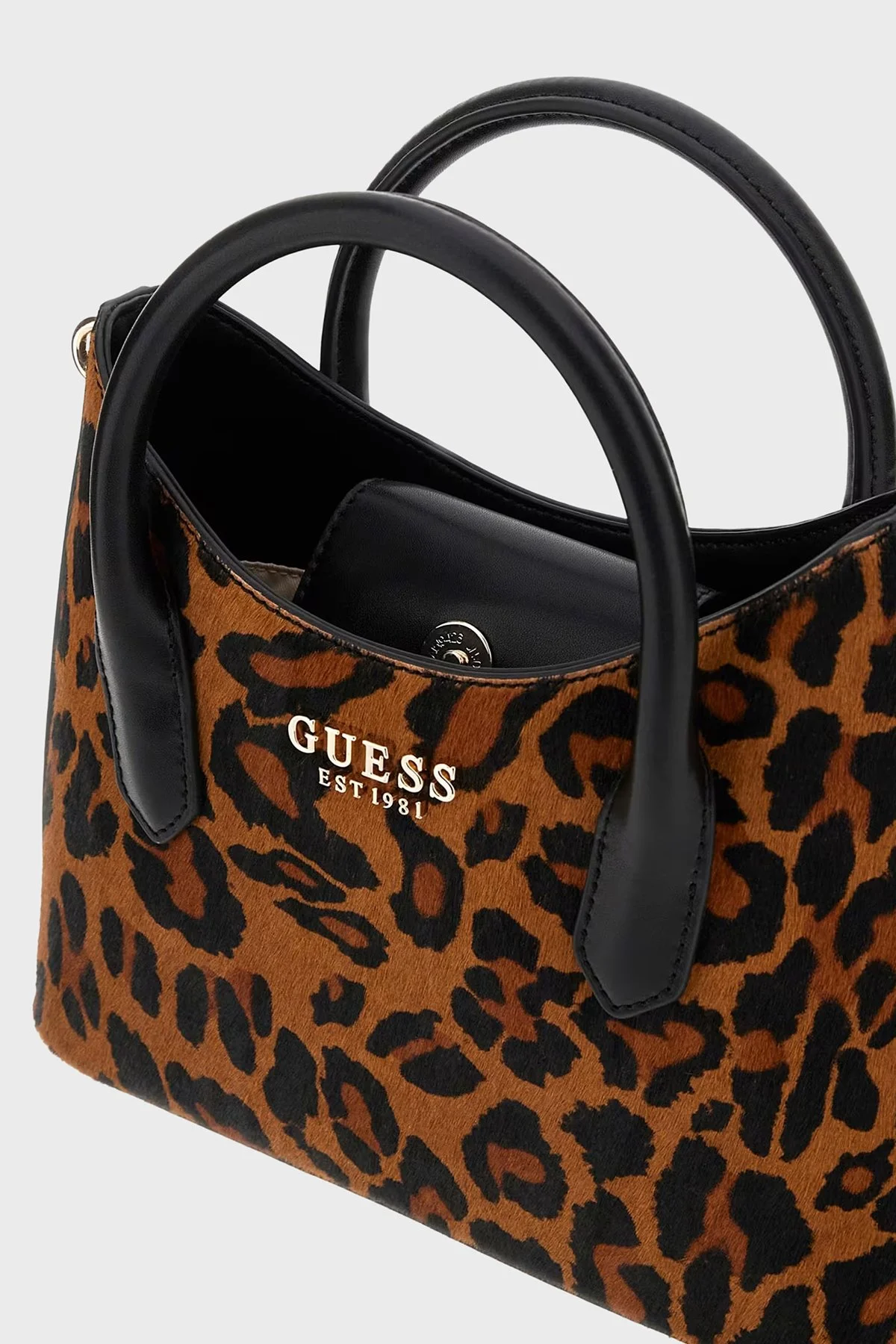 Guess Leopar Desenli Deri Çıkarılabilir Askılı HWLO7529760 Bayan Çanta HWLO75 29760 LEO LEOPAR - 3