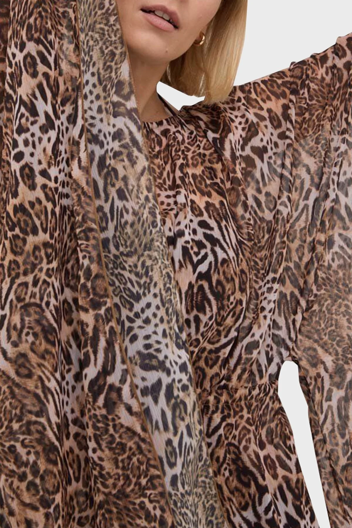 Guess Leopar Relaxed Fit Büzgülü E4GK05WDW82 Bayan Kimono E4GK05 WDW82 P122 LEOPAR - 9