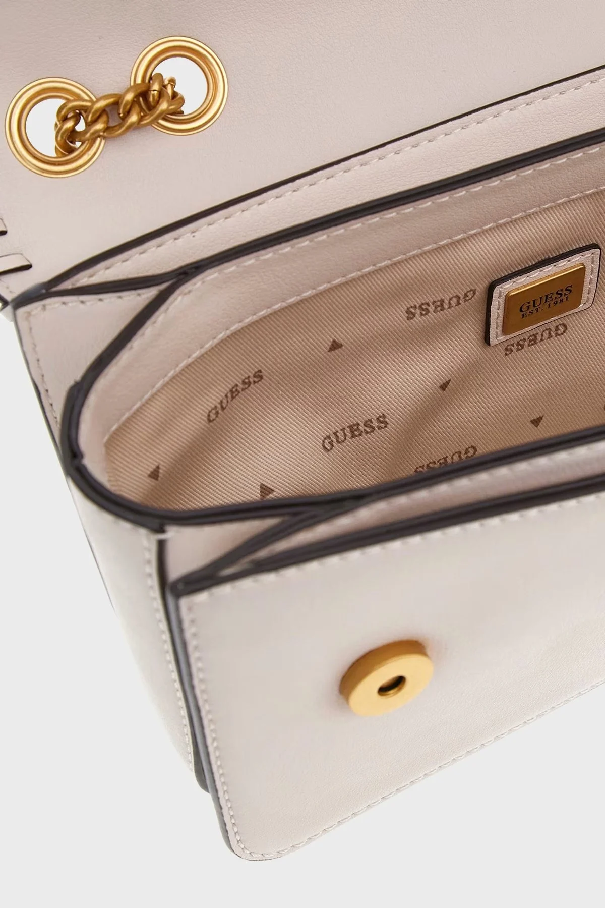 Guess Libera Logolu Belirgin Dikişli Zincir Askılı HWBA9002210 Bayan Çanta HWBA90 02210 STO KREM - 4