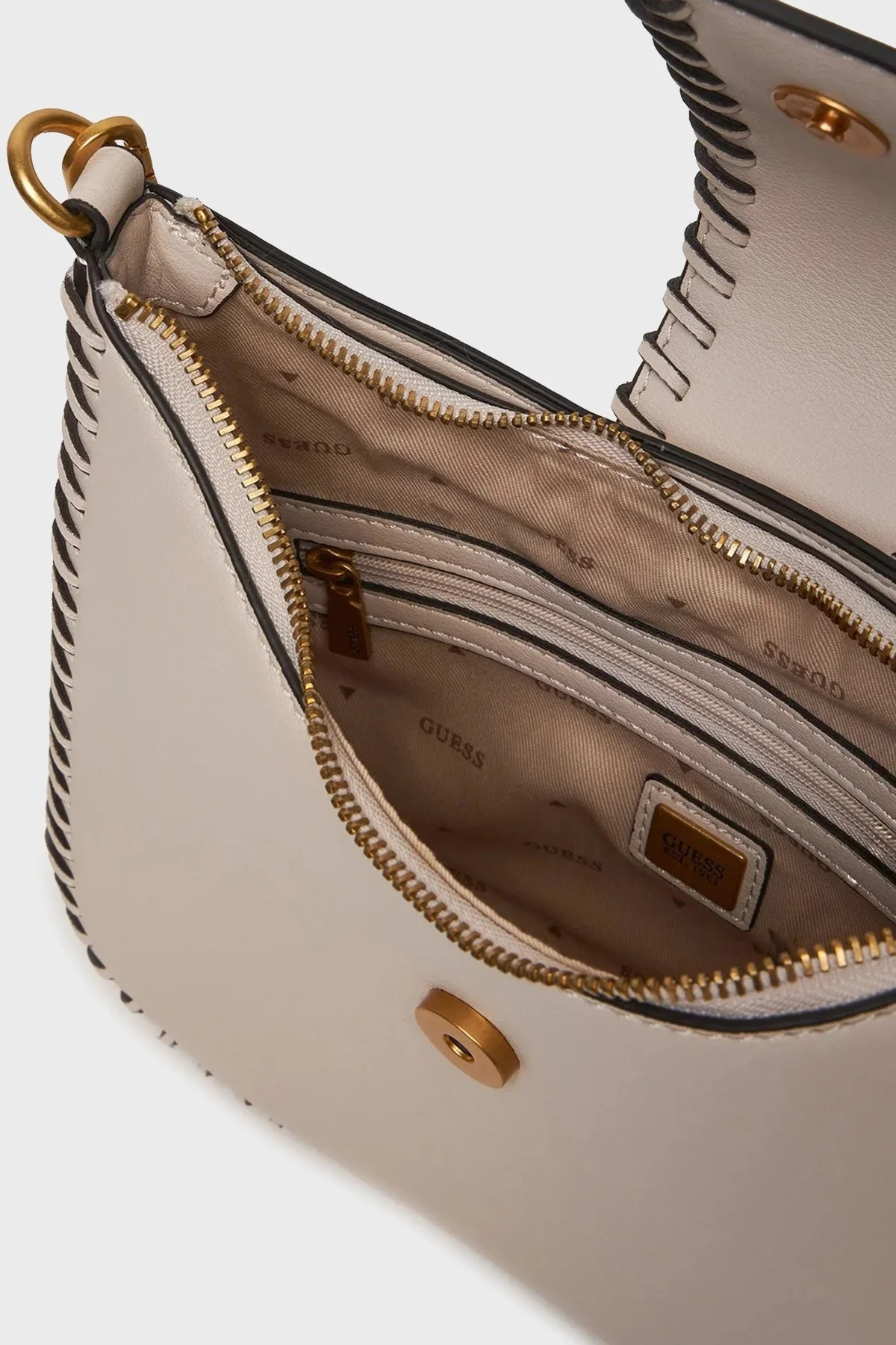 Guess Libera Logolu Çıkarılabilir Zincir Askılı HWBA9002020 Bayan Çanta HWBA90 02020 STO KREM - 5