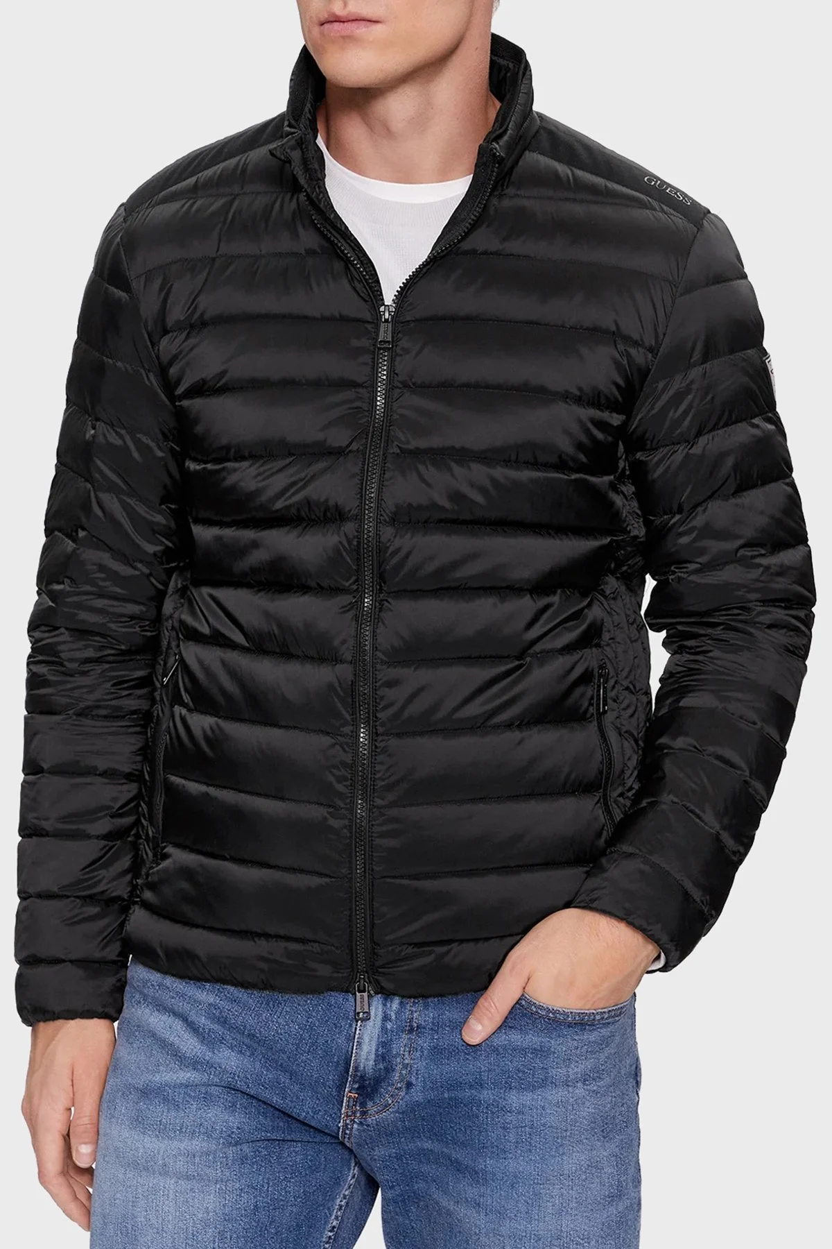 Guess Light Kapitoneli Regular Fit Kuş Tüyü Dolgulu Şişme M1RL47WDQ50 Erkek Mont M1RL47 WDQ50 JBLK SİYAH - 1