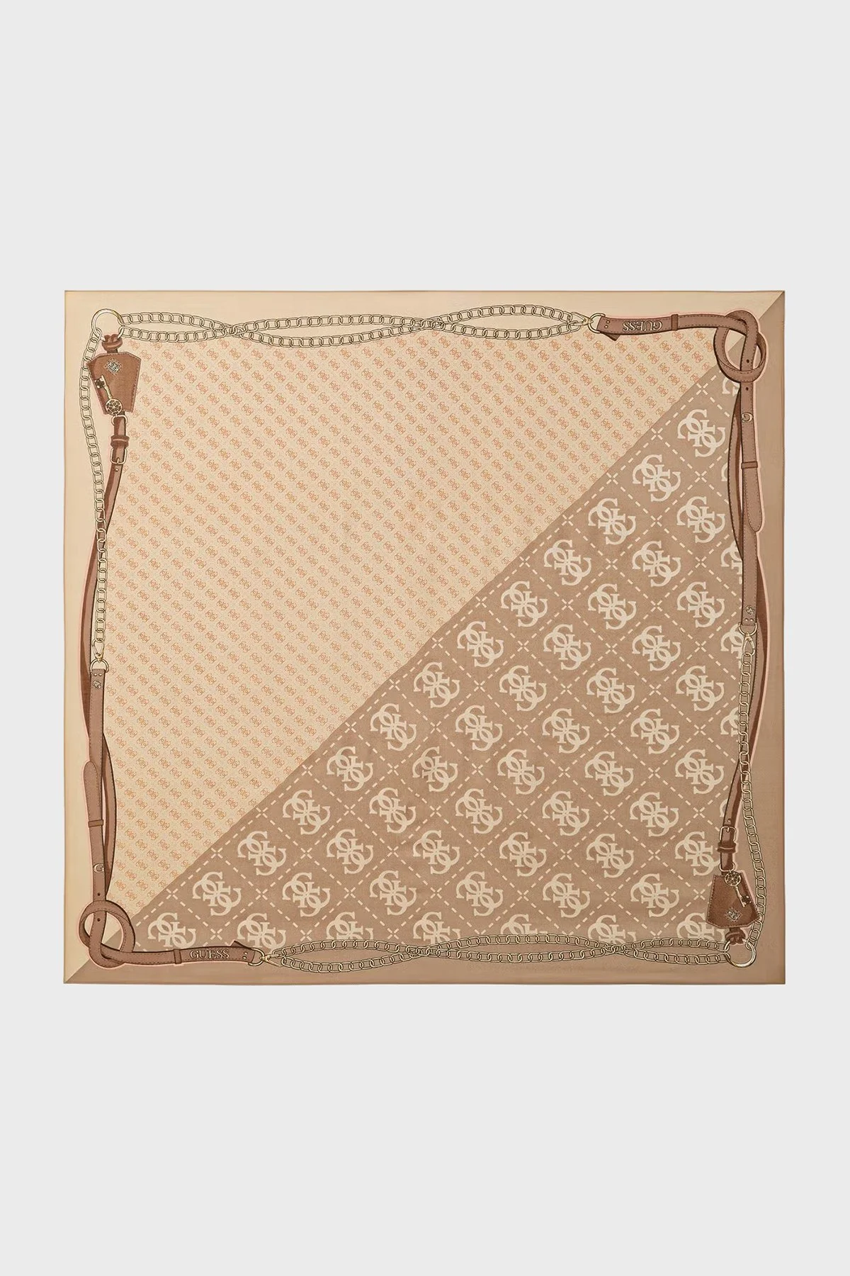 Guess Lindsey Desenli 120 x 120 cm AW5536MOD03 Kadın Eşarp AW5536 MOD03 LTL Kahve - 1