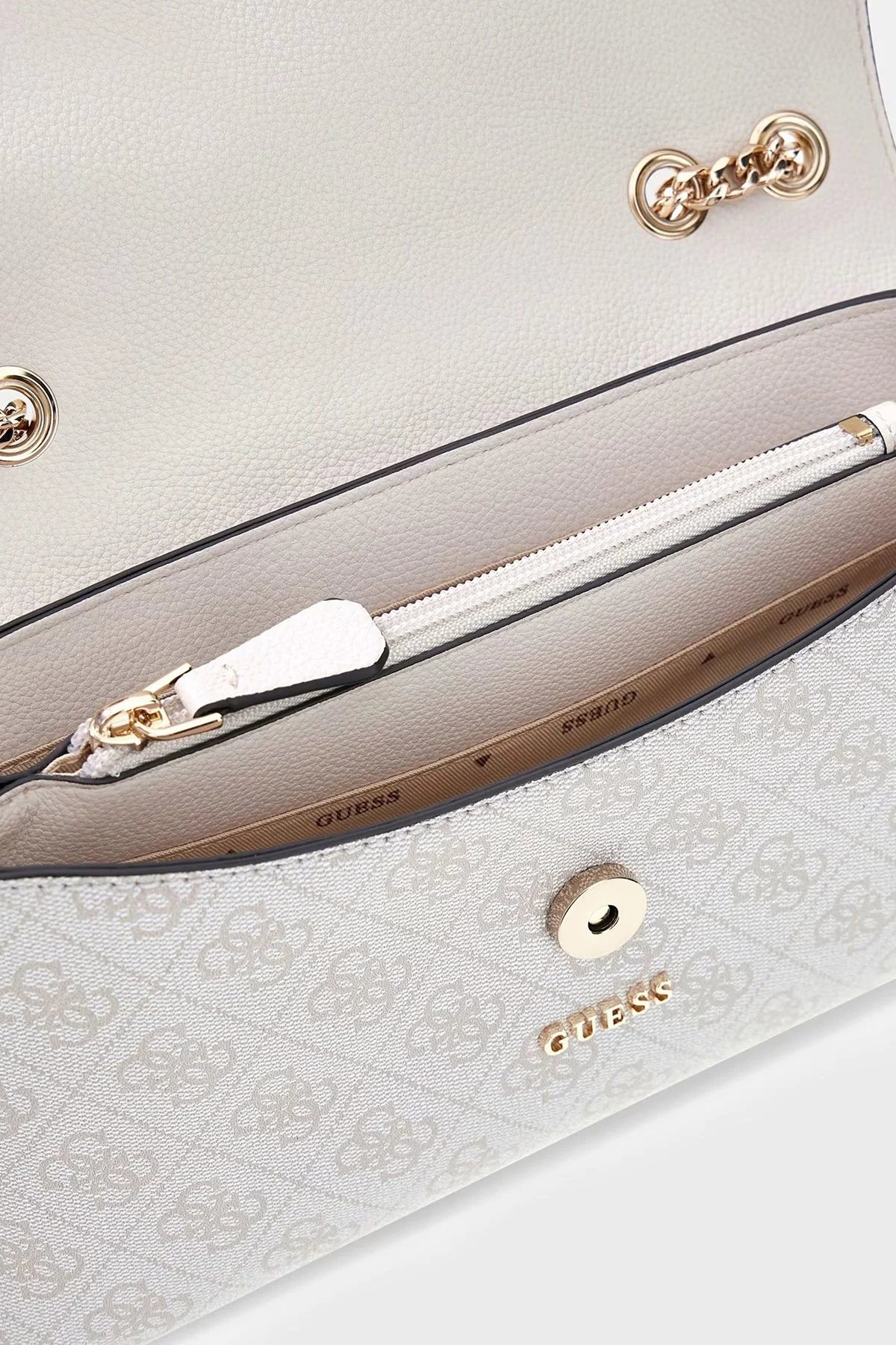 Guess Lindsey Logolu Zincir Askılı HWSG9749210 Kadın Çanta HWSG97 49210 BNN Krem - 5