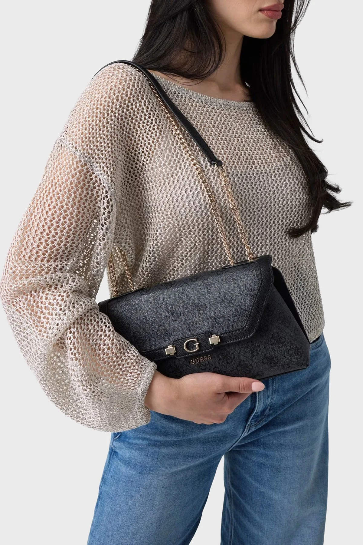 Guess Lindsey Logolu Zincir Askılı HWSG9749210 Kadın Çanta HWSG97 49210 CLO Antrasit - 2