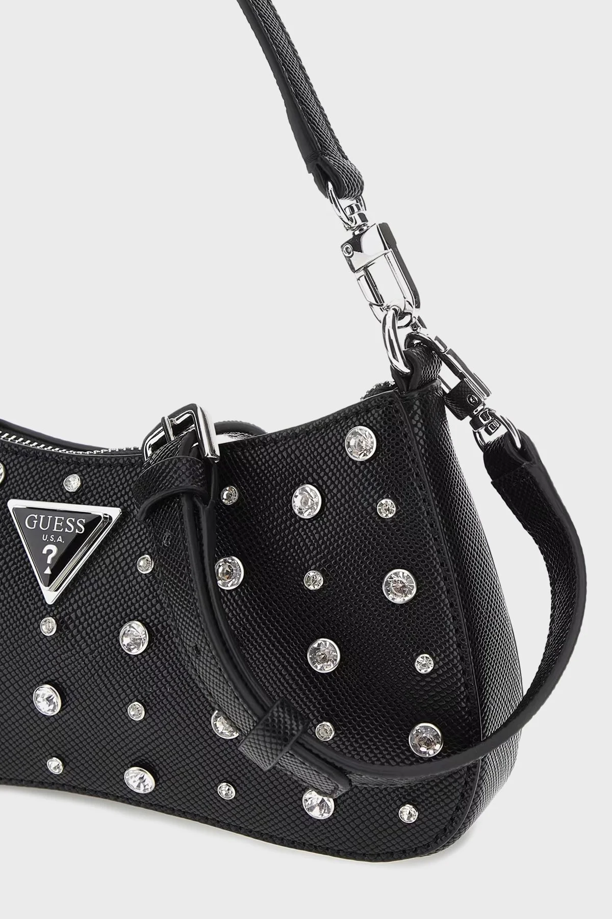 Guess Liona Taşlı Ayarlanabilir ve Çıkarılabilir Uzatma Askılı HWEY9200720BLA Bayan Çanta HWEY9200720 BLA SİYAH - 3