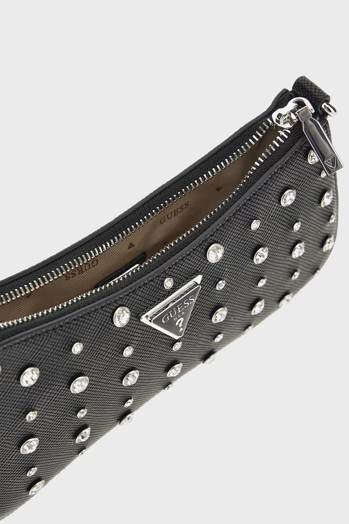 Guess Liona Taşlı Ayarlanabilir ve Çıkarılabilir Uzatma Askılı HWEY9200720BLA Bayan Çanta HWEY9200720 BLA SİYAH - 5