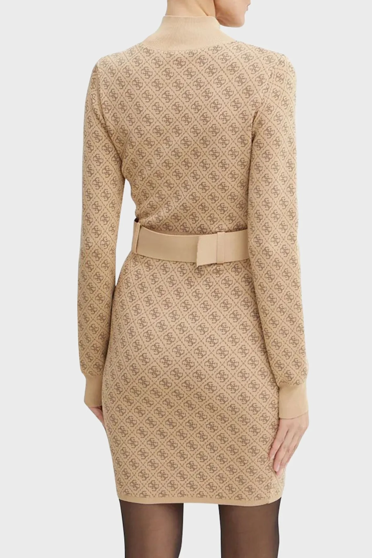 Guess Lise 4G Logolu Regular Fit Kemerli Mini Triko W4BK43Z37K0 Bayan Elbise W4BK43 Z37K0 F1FP KAHVE - 2