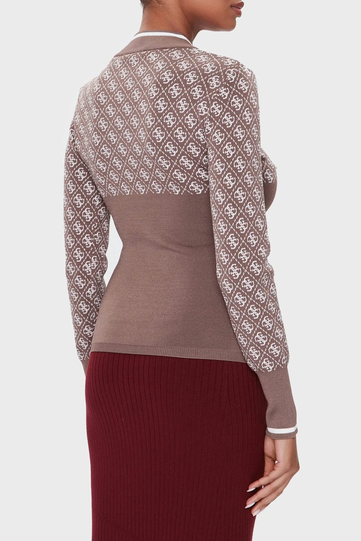 Guess Lise 4G Slim Fit Yarım Balıkçı Yaka Bayan Kazak W3BR81Z37K0 F1MY BEJ - 8