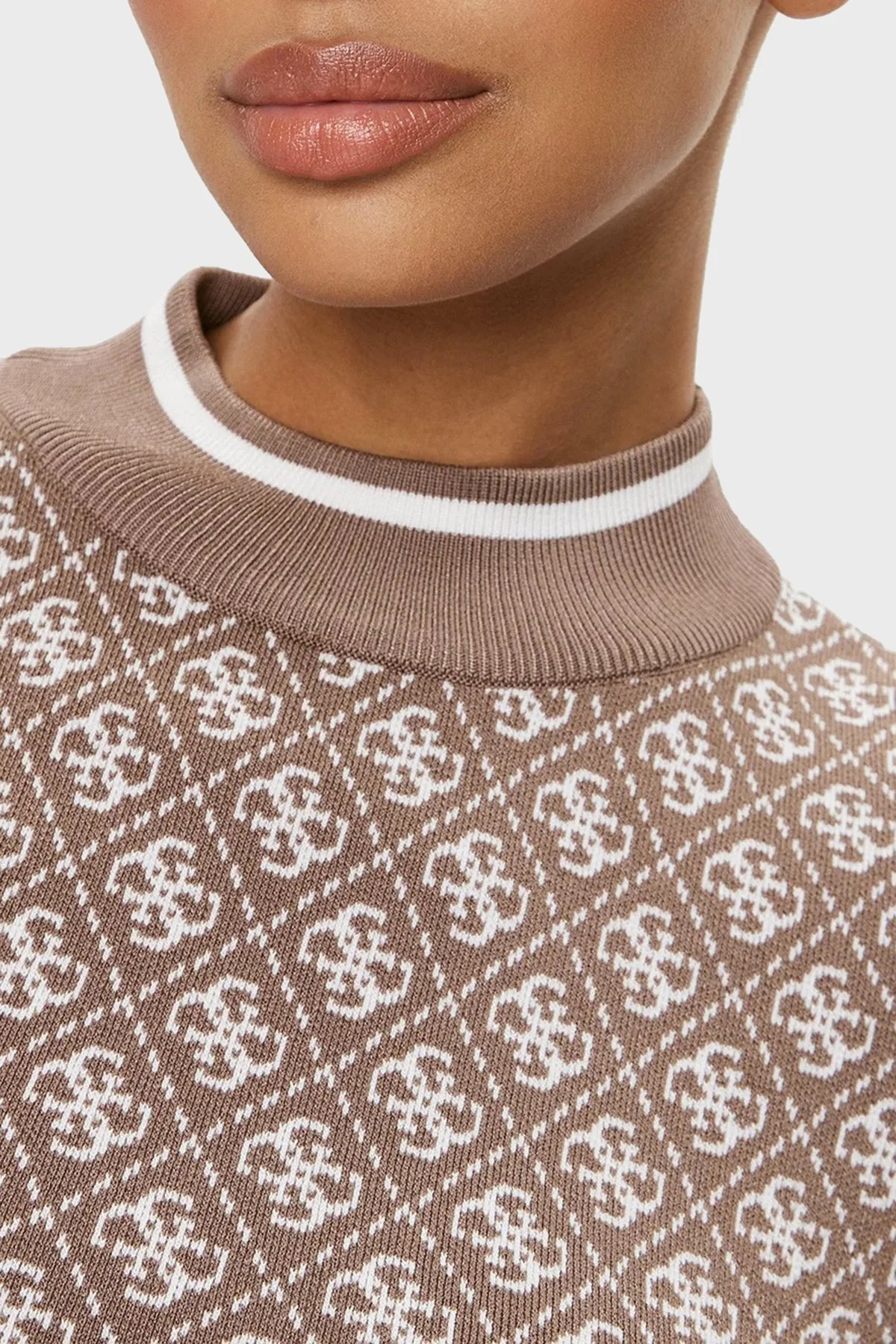 Guess Lise 4G Slim Fit Yarım Balıkçı Yaka Bayan Kazak W3BR81Z37K0 F1MY BEJ - 9