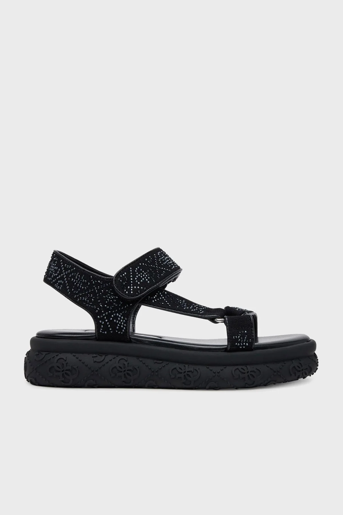 Guess Lode Pamuk Karışımlı Taşlı 4G Logolu FLJLODFAP03 Kadın Sandalet FLJLOD FAP03 BLACK SİYAH - 1