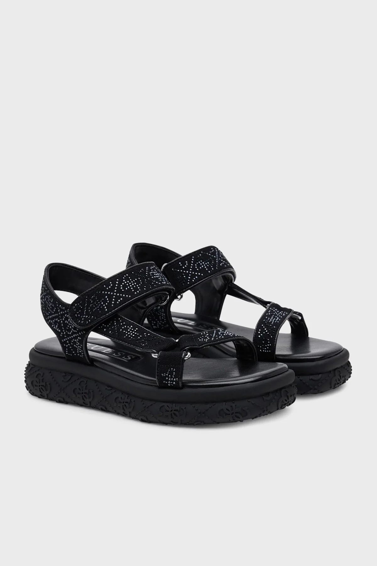 Guess Lode Pamuk Karışımlı Taşlı 4G Logolu FLJLODFAP03 Kadın Sandalet FLJLOD FAP03 BLACK SİYAH - 2