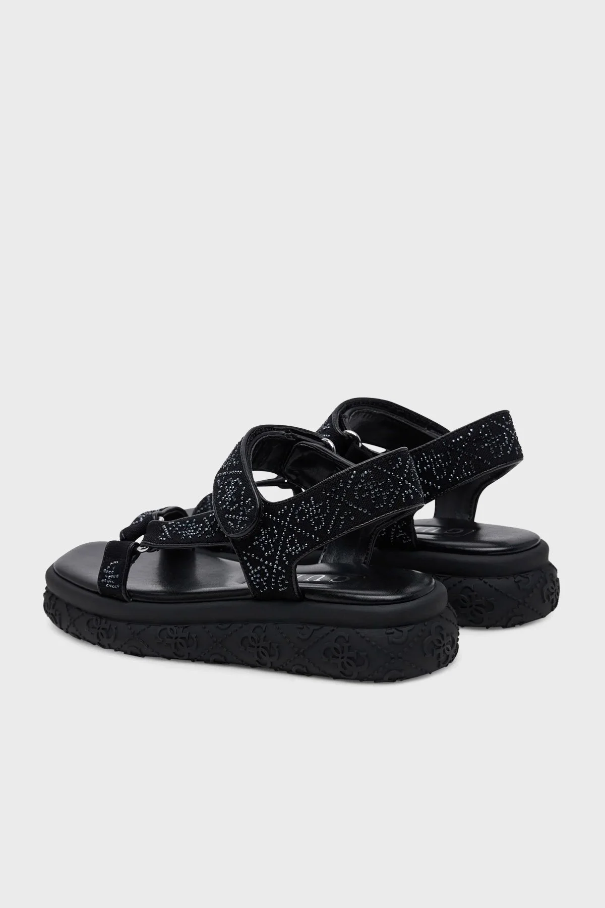 Guess Lode Pamuk Karışımlı Taşlı 4G Logolu FLJLODFAP03 Kadın Sandalet FLJLOD FAP03 BLACK SİYAH - 4