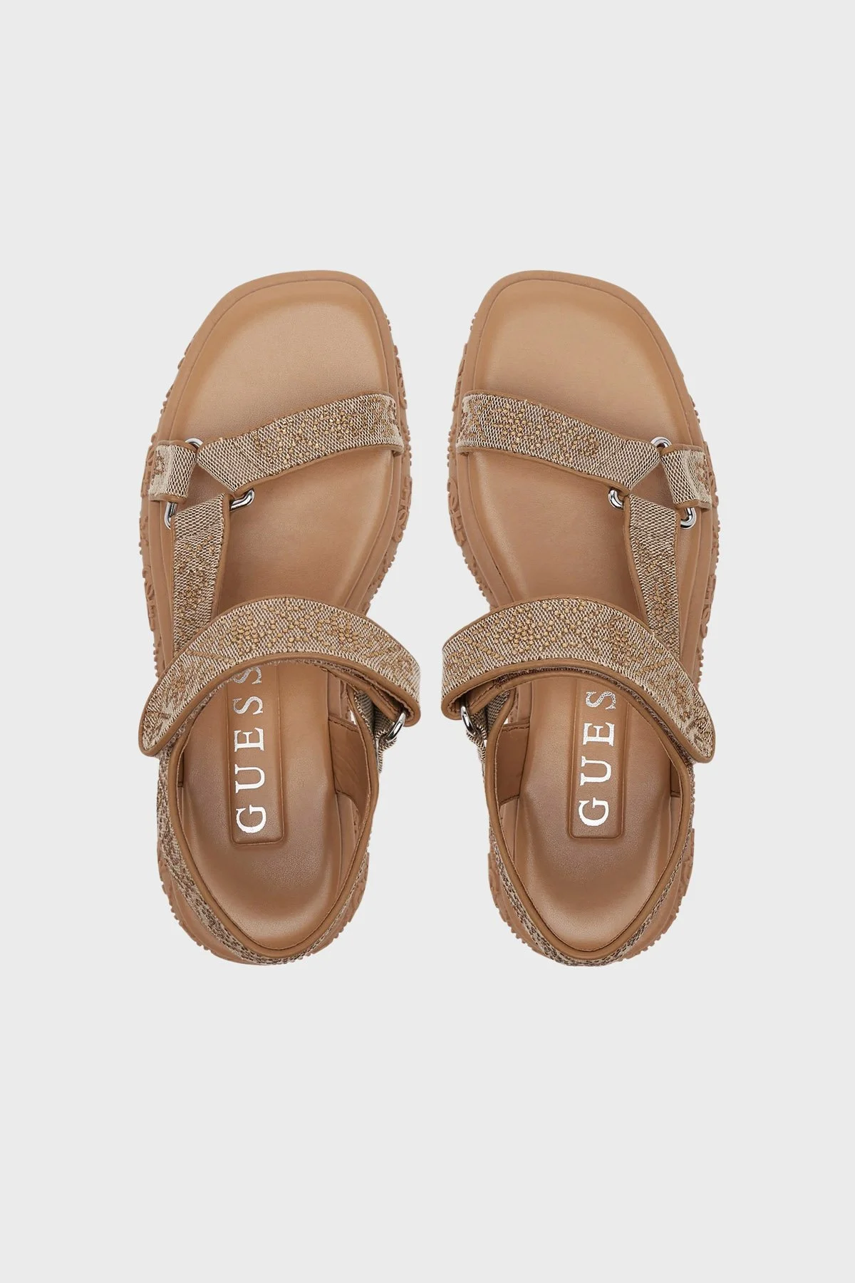 Guess Lode Taşlı 4G Logolu Kalın Taban Cırtlı FLJLD2FAL03 Kadın Sandalet FLJLD2 FAL03 BEIBR KAHVE-BEJ - 3