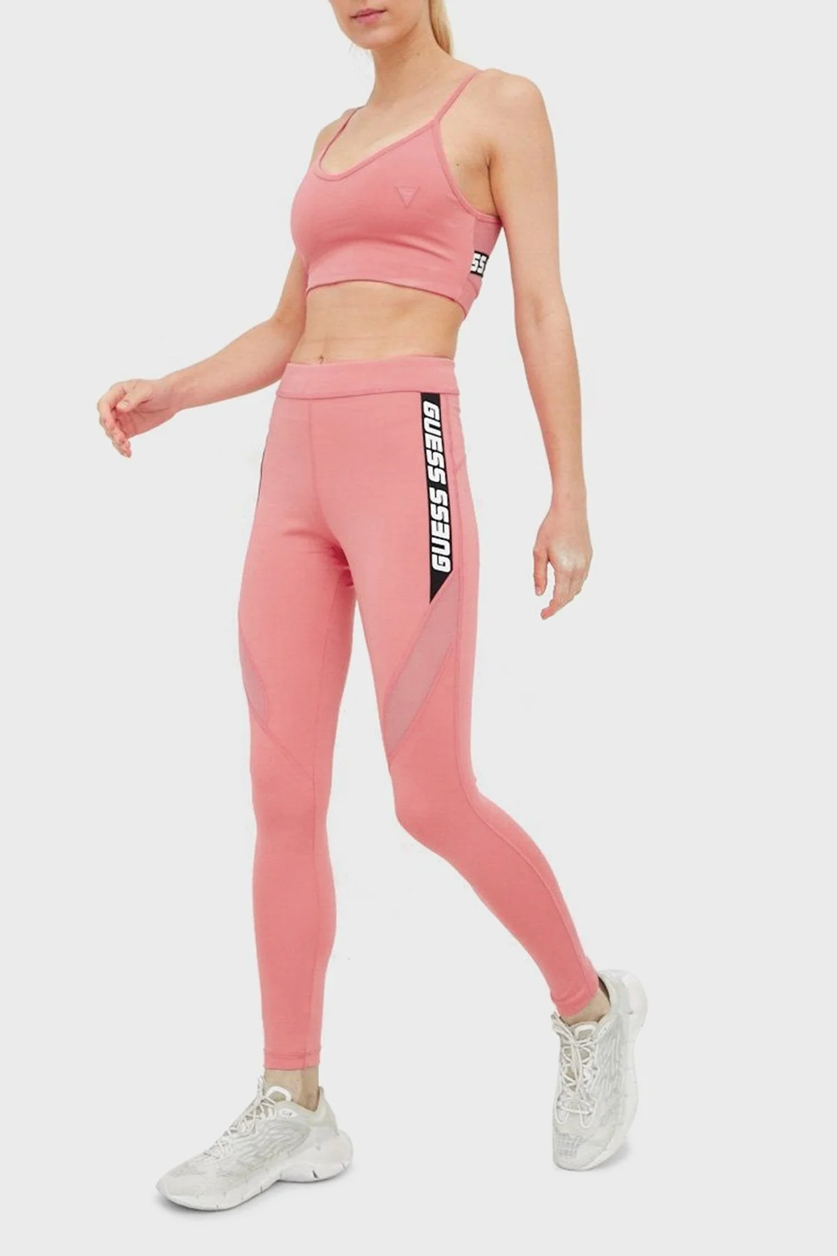 Guess Logo Baskılı Yüksek Bel Slim Fit Angelica Bayan Tayt V2YB17MC03W G4L7 PEMBE - 2