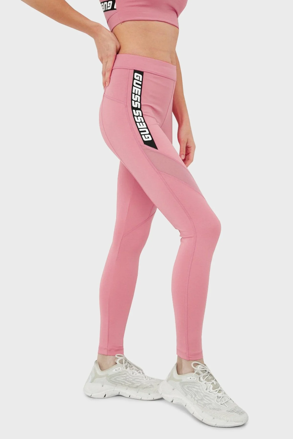 Guess Logo Baskılı Yüksek Bel Slim Fit Angelica Bayan Tayt V2YB17MC03W G4L7 PEMBE - 3