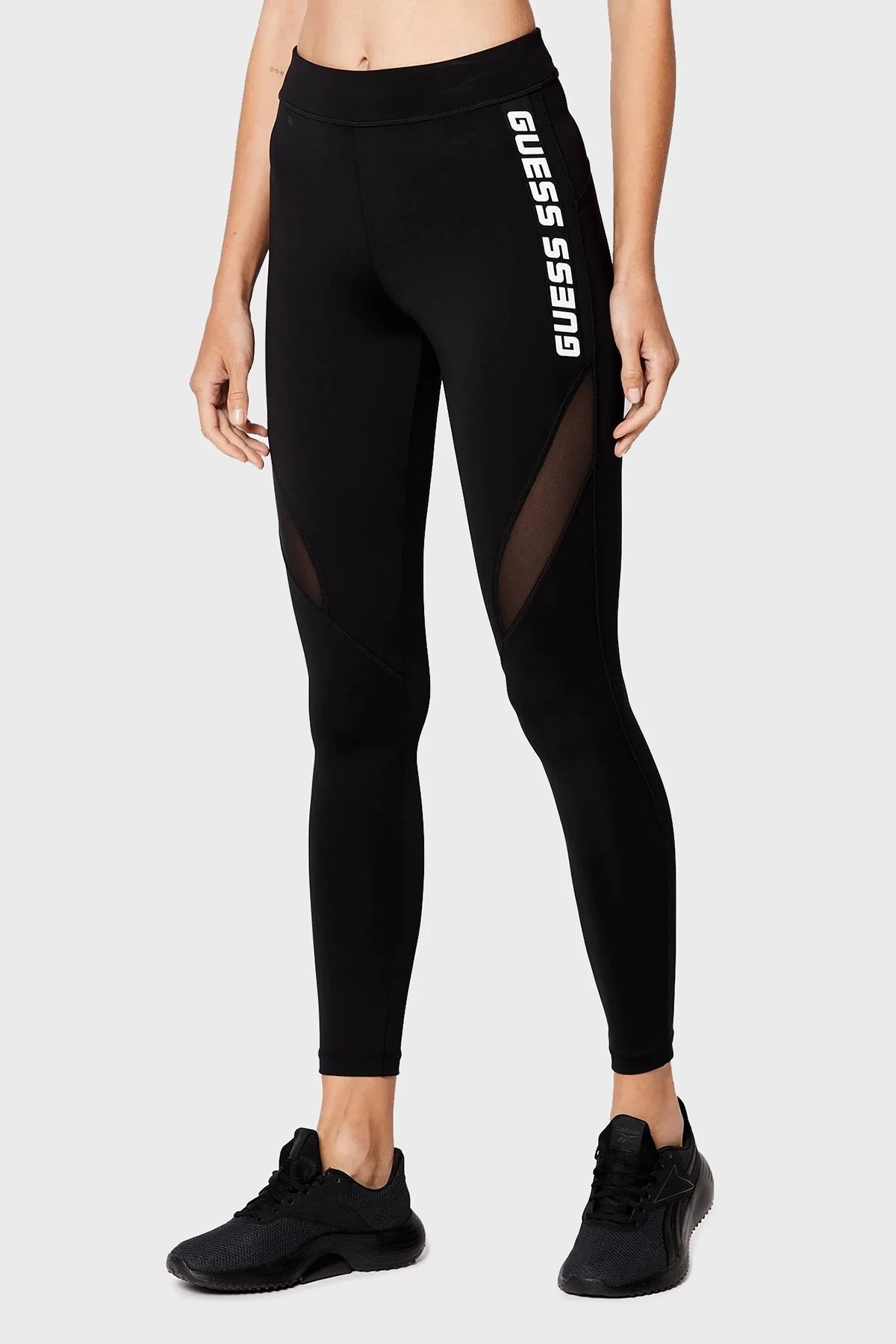 Guess Logo Baskılı Yüksek Bel Slim Fit Angelica Bayan Tayt V2YB17MC03W JBLK SİYAH - 2