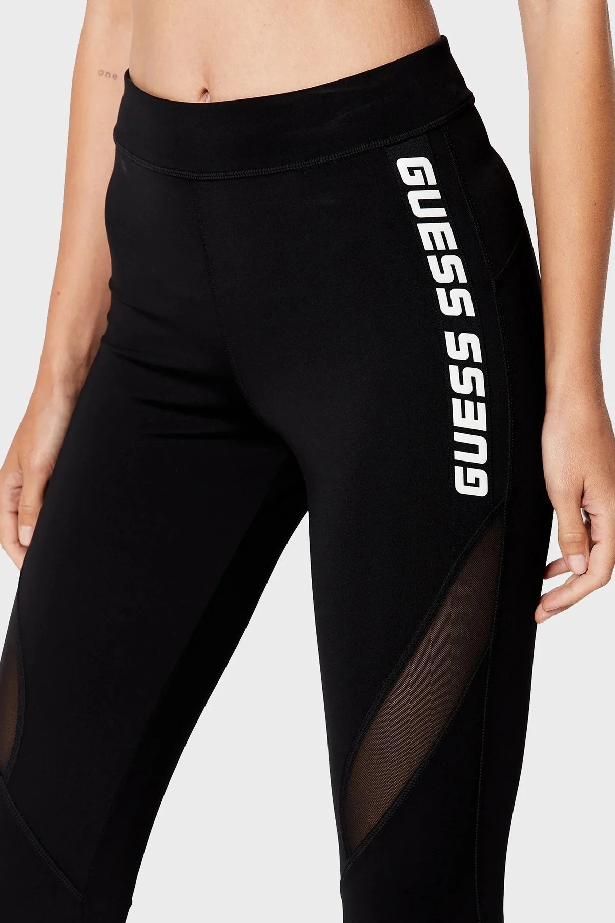 Guess Logo Baskılı Yüksek Bel Slim Fit Angelica Bayan Tayt V2YB17MC03W JBLK SİYAH - 4