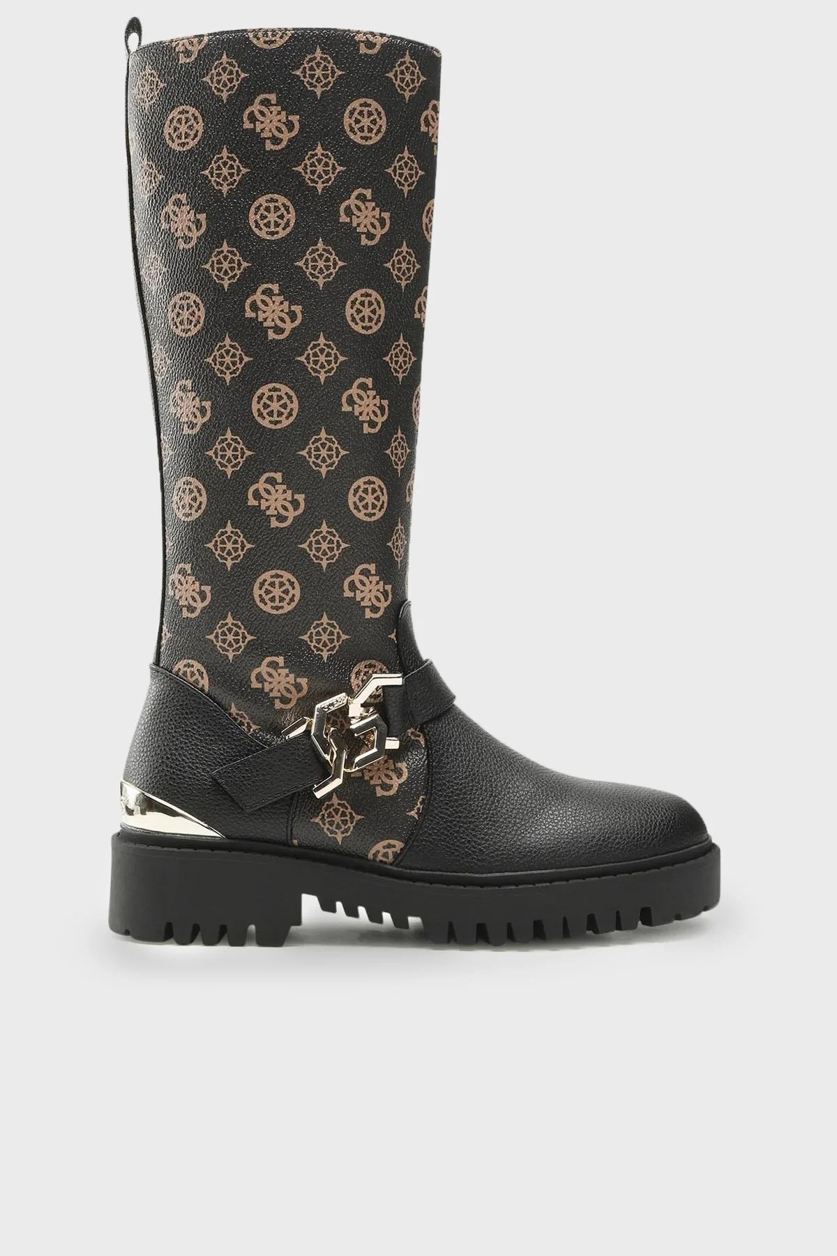 Guess Logo Detaylı Fermuarlı Oryn Bayan Çizme FL8OYNFAL11 BROCR SİYAH-KAHVE - 1