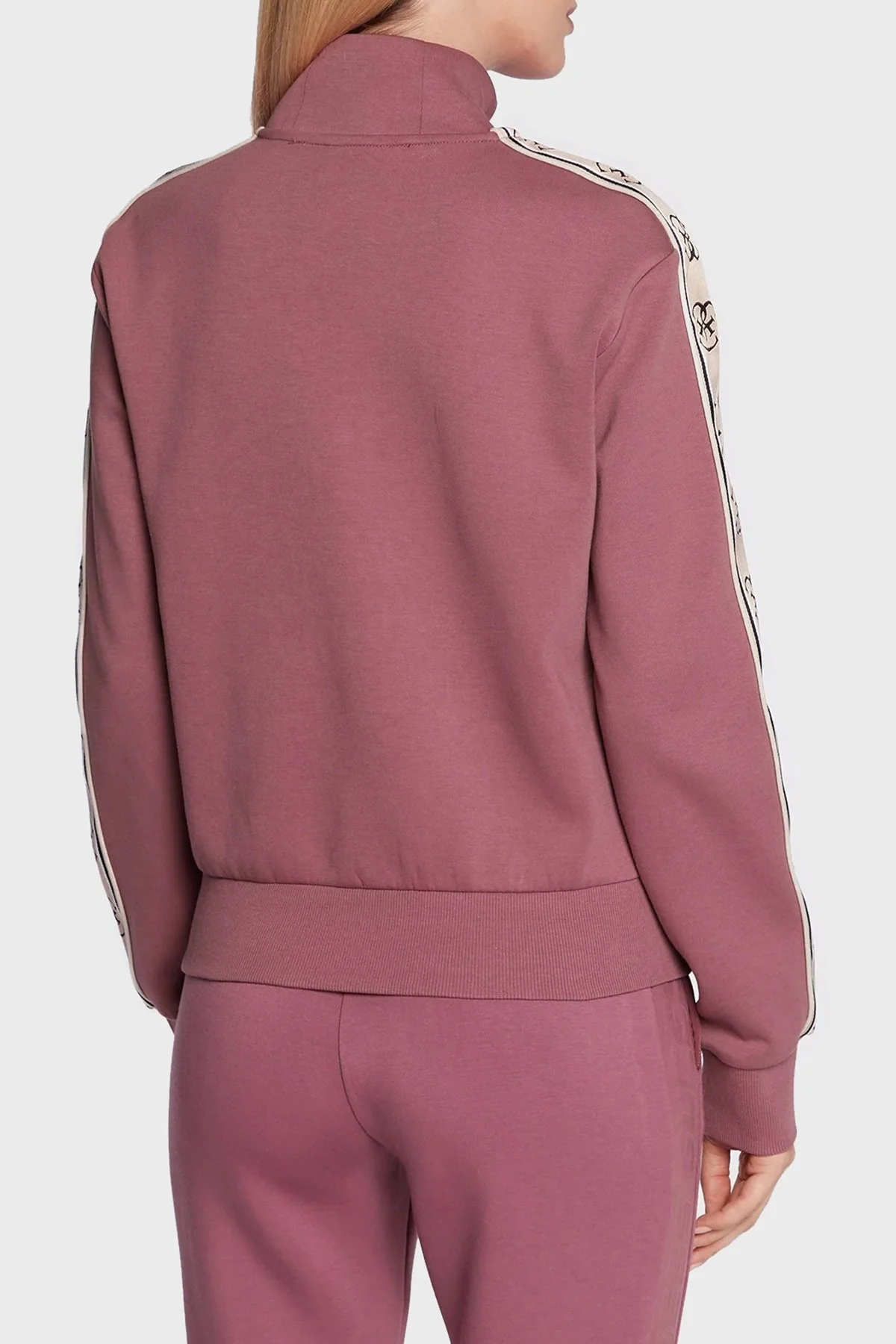 Guess Logo Şeritli Fermuarlı Dik Yaka Pamuklu Regular Fit Britney Bayan Sweat V2YQ16KA3P1 G5C3 MÜRDÜM - 2