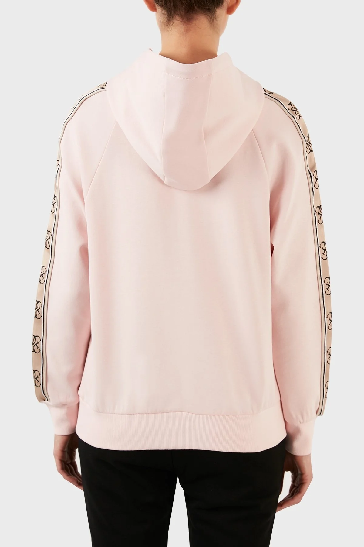 Guess Logo Şeritli Kapüşonlu Pamuklu Regular Fit Britney Bayan Sweat V2YQ15KA3P1 G6R4 PUDRA - 5