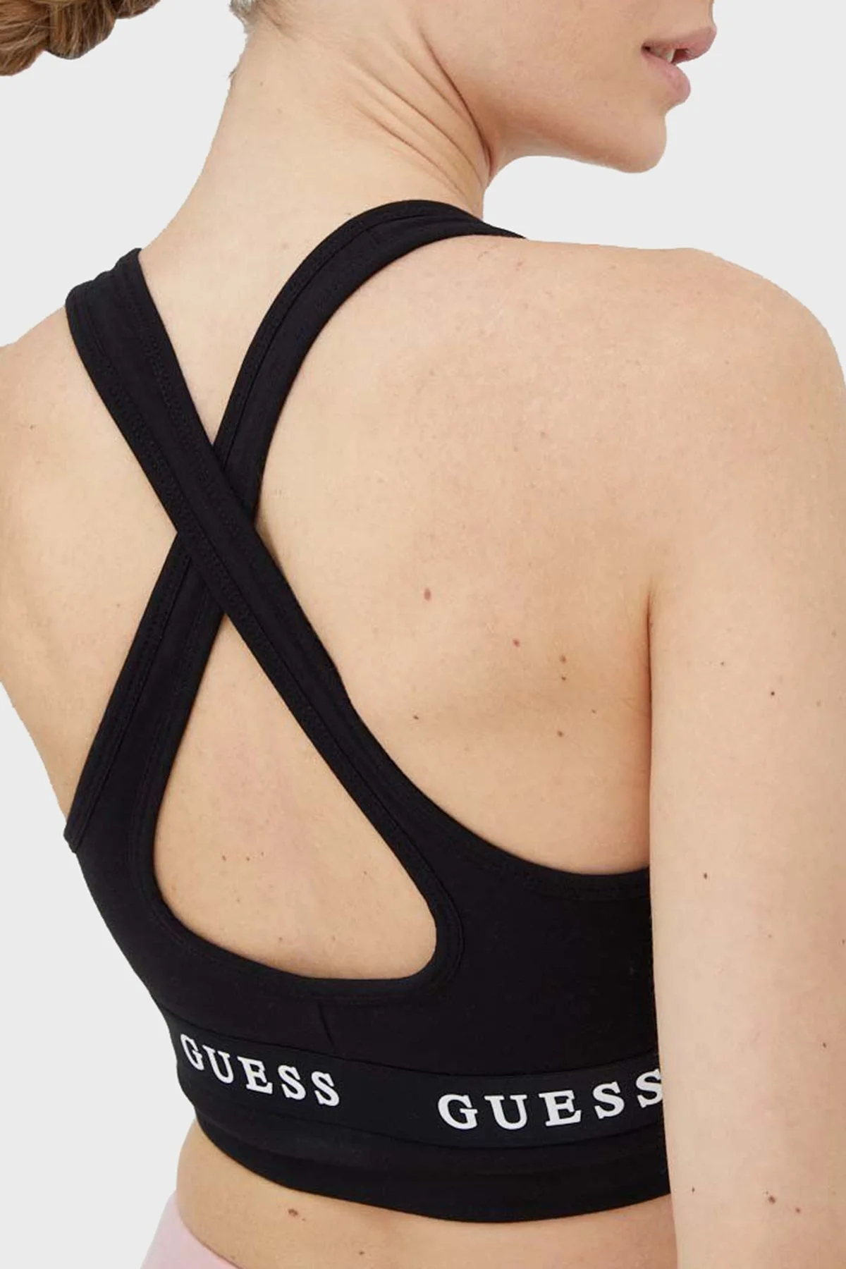 Guess Logo Şeritli Sırt Detaylı Aline Sporcu Bayan Sütyen V3RP15KABR0 JBLK SİYAH - 4