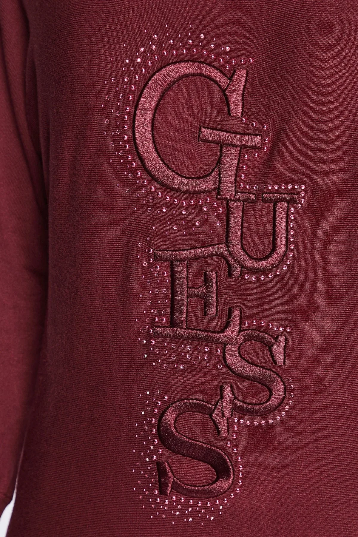 Guess Logolu Amelie Relaxed Fit Bayan Kazak W2BR49Z2NQ2 A502 BORDO - 5