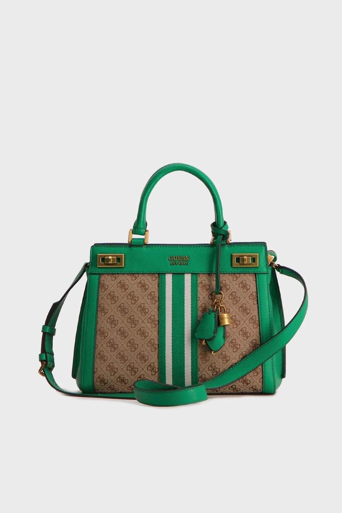 Guess Logolu Ayarlanabilir ve Çıkartılabilir Omuz Askılı Katey Bayan Çanta HWJB7870260 LLF KAHVE-YEŞİL - 1