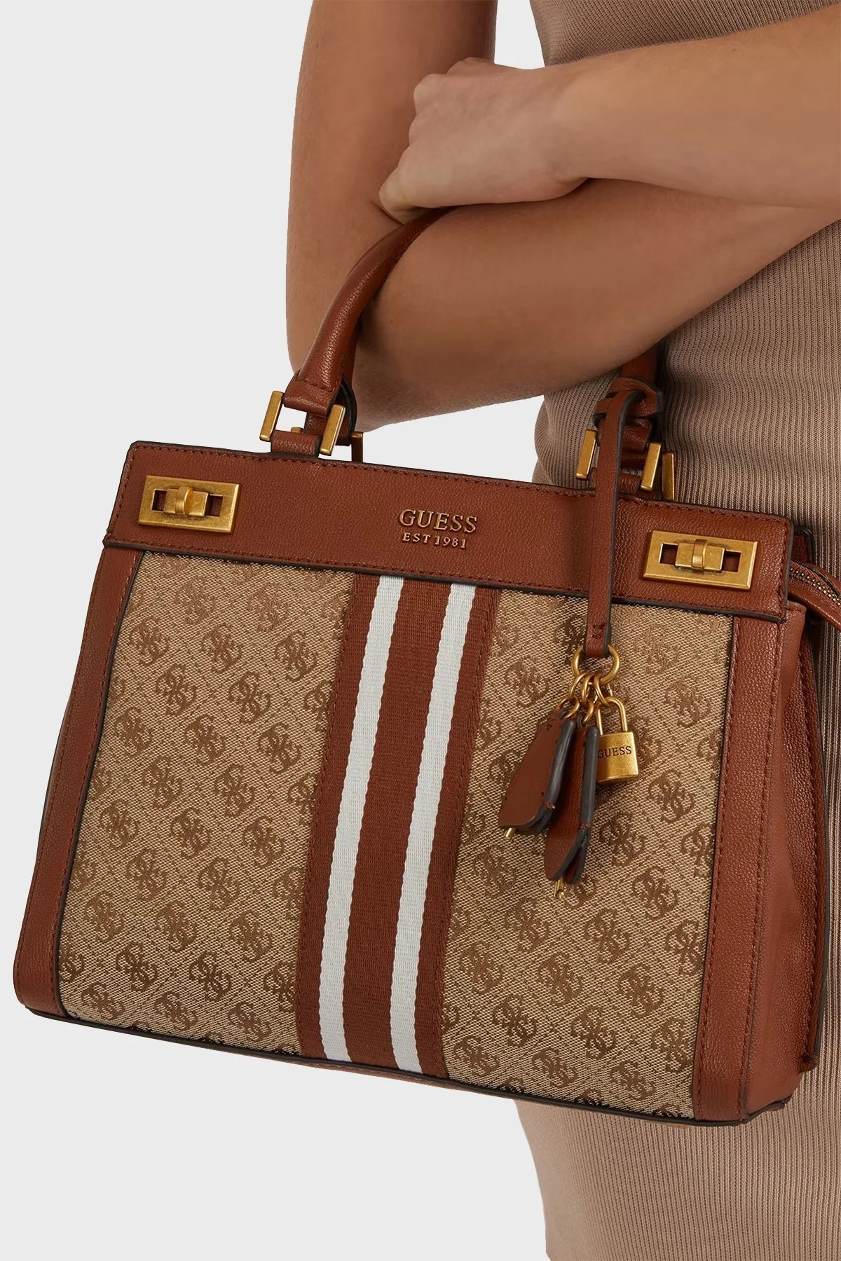 Guess Logolu Ayarlanabilir ve Çıkartılabilir Omuz Askılı Katey Bayan Çanta HWJB7870260 LLG KAHVE - 3