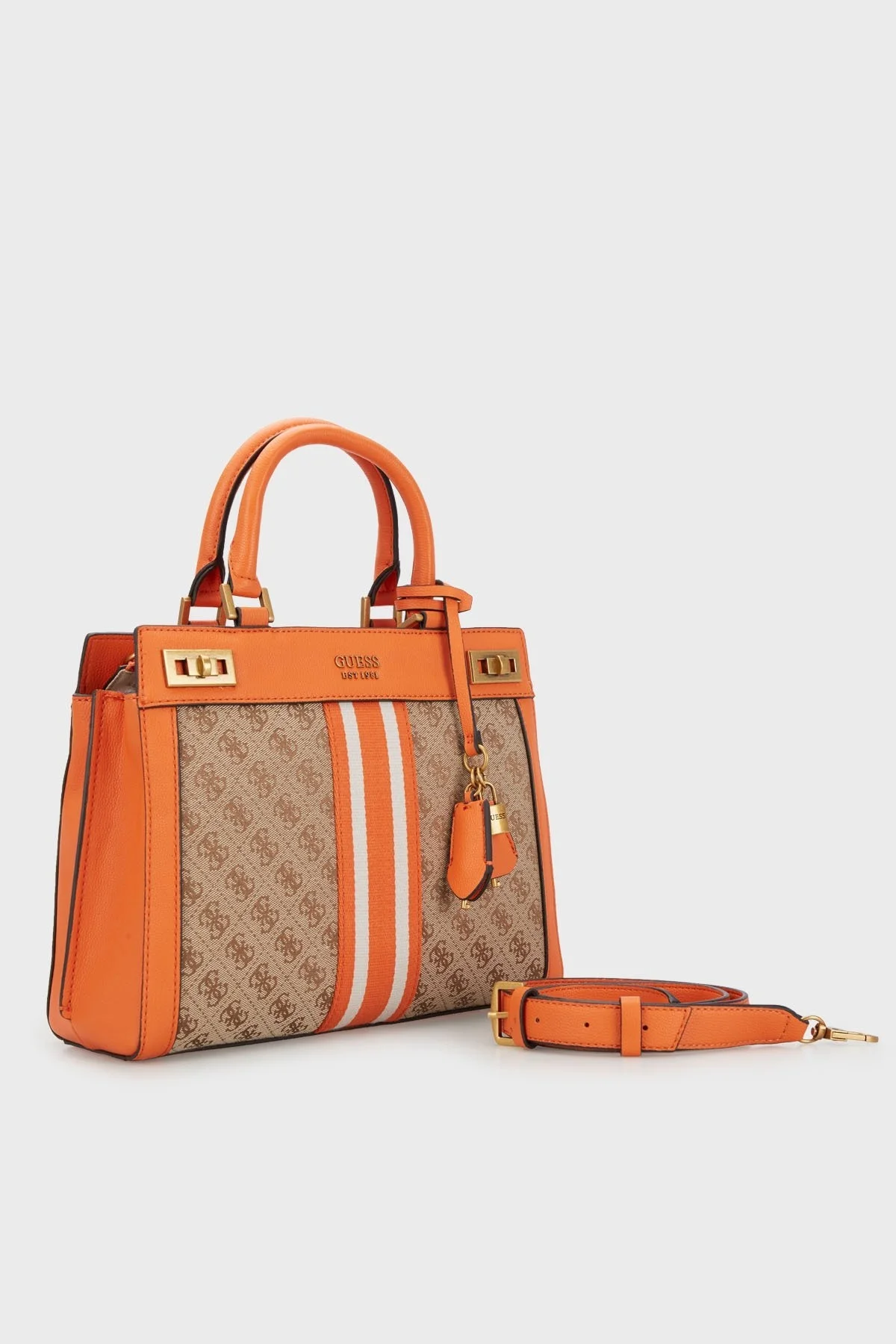 Guess Logolu Ayarlanabilir ve Çıkartılabilir Omuz Askılı Katey Bayan Çanta HWJB7870260 LLO KAHVE-TURUNCU - 2