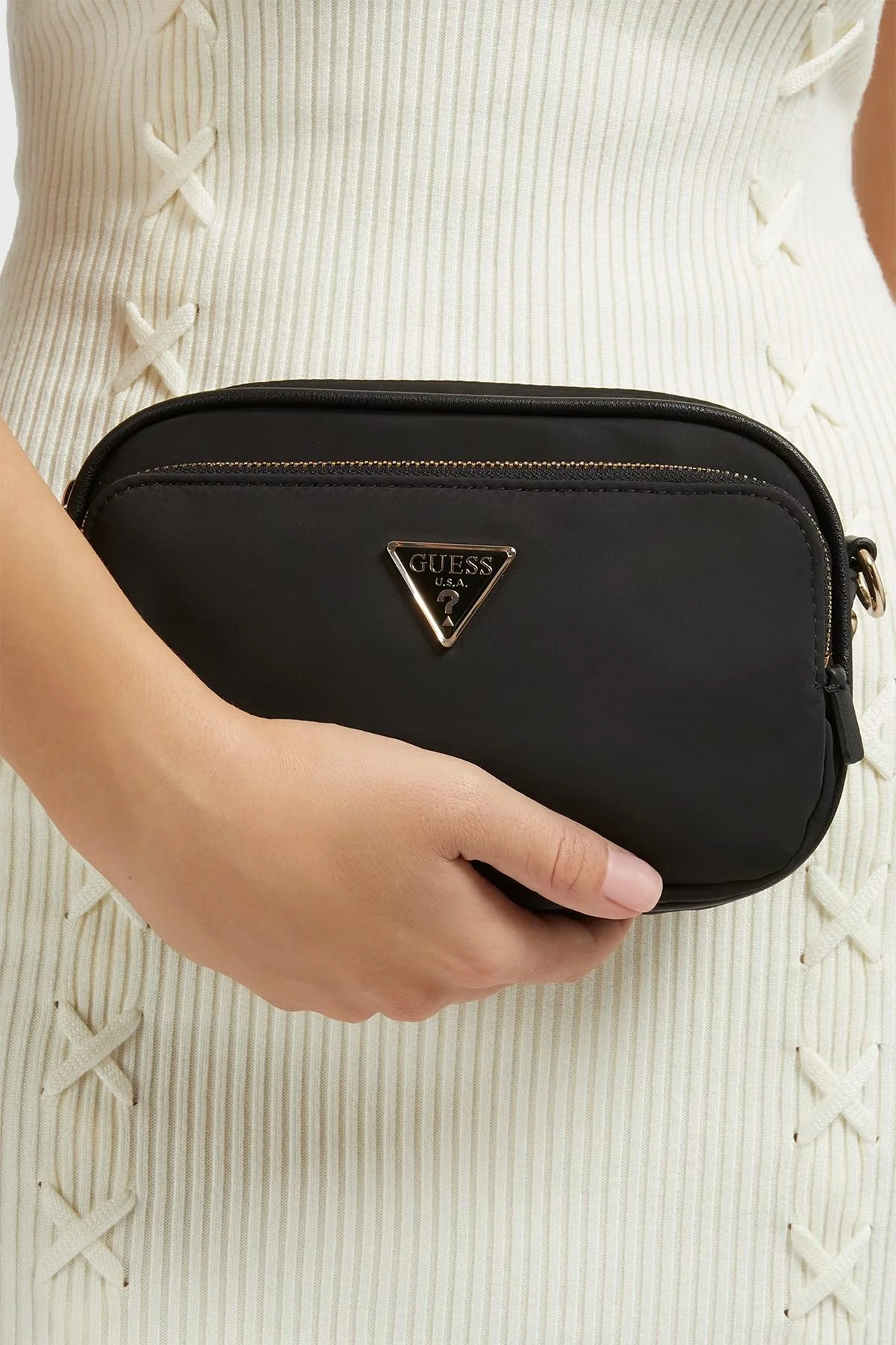 Guess Logolu Çıkarılabilir Askılı Eco Gemma Bayan Çanta HWEYG839572 BLA SİYAH - 2