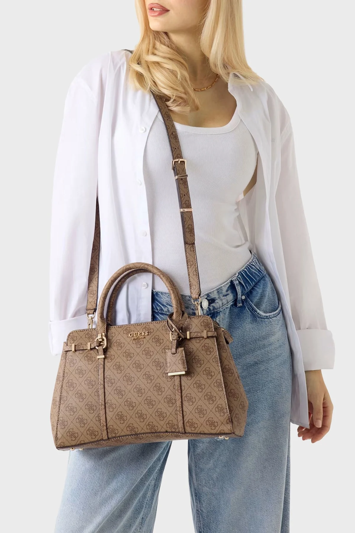 Guess Logolu Çıkarılabilir Askılı HWSG9917060 Kadın Çanta HWSG99 17060 LTL KAHVE - 3