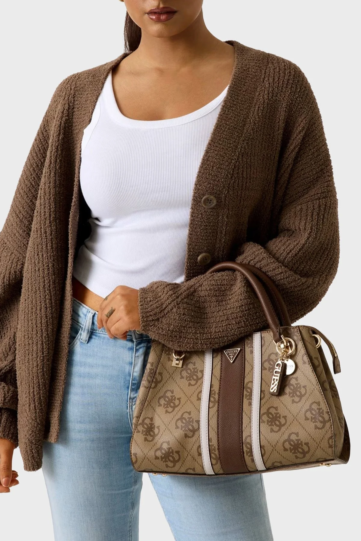 Guess Logolu Çıkarılabilir Askılı HWSS9672070 Kadın Çanta HWSS96 72070 LGW KAHVE - 2
