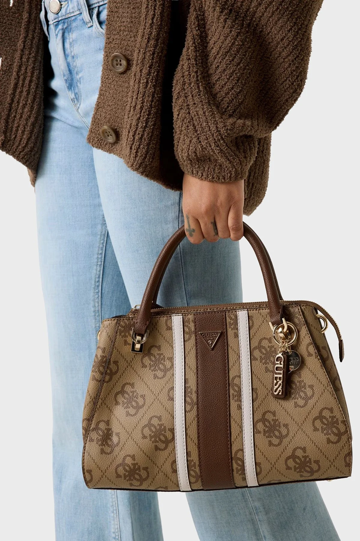 Guess Logolu Çıkarılabilir Askılı HWSS9672070 Kadın Çanta HWSS96 72070 LGW KAHVE - 3
