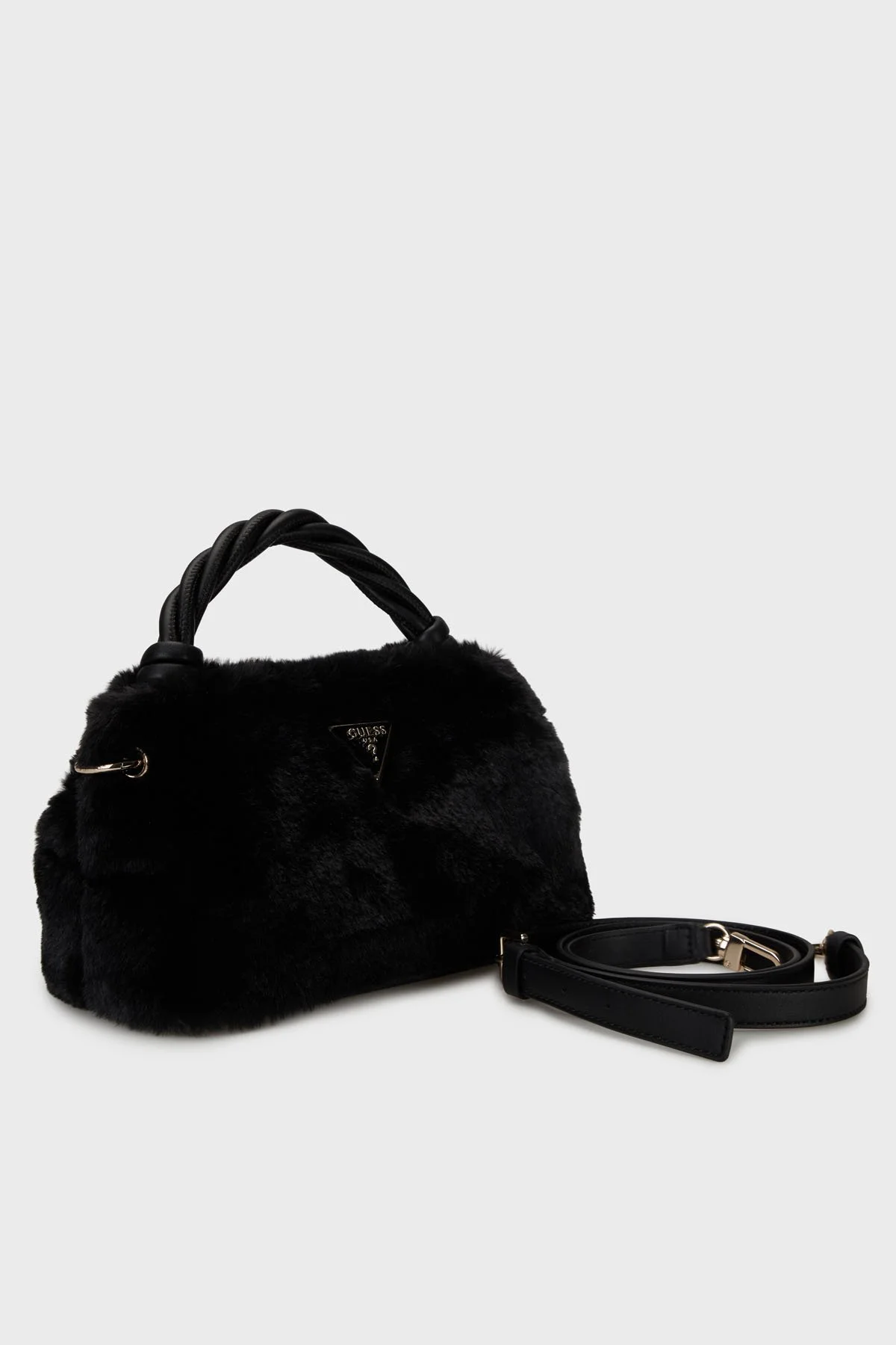 Guess Logolu Çıkarılabilir Askılı Yumuşak Tüylü HWWG8143110 Bayan Çanta HWWG81 43110 BLA SİYAH - 3